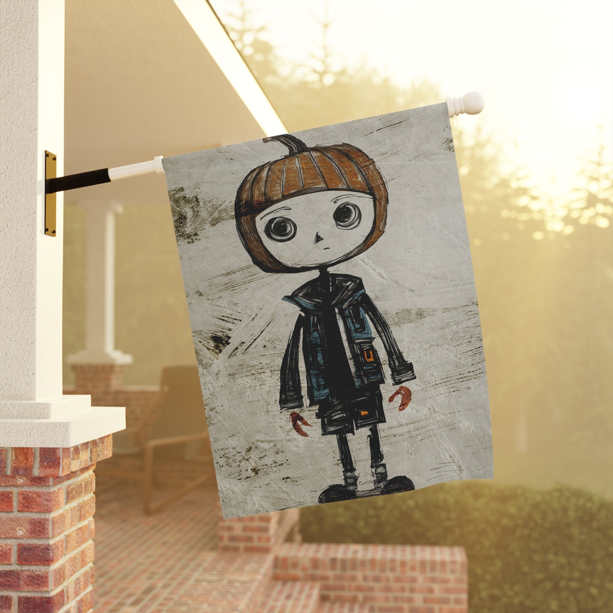 Halloween Seasonal Midwest Mod Pumpkin Boy No. 2 Art Whimsical Yard Decoration, Unique Home & Garden Decor, Outdoor Signs, Fun Garden Art