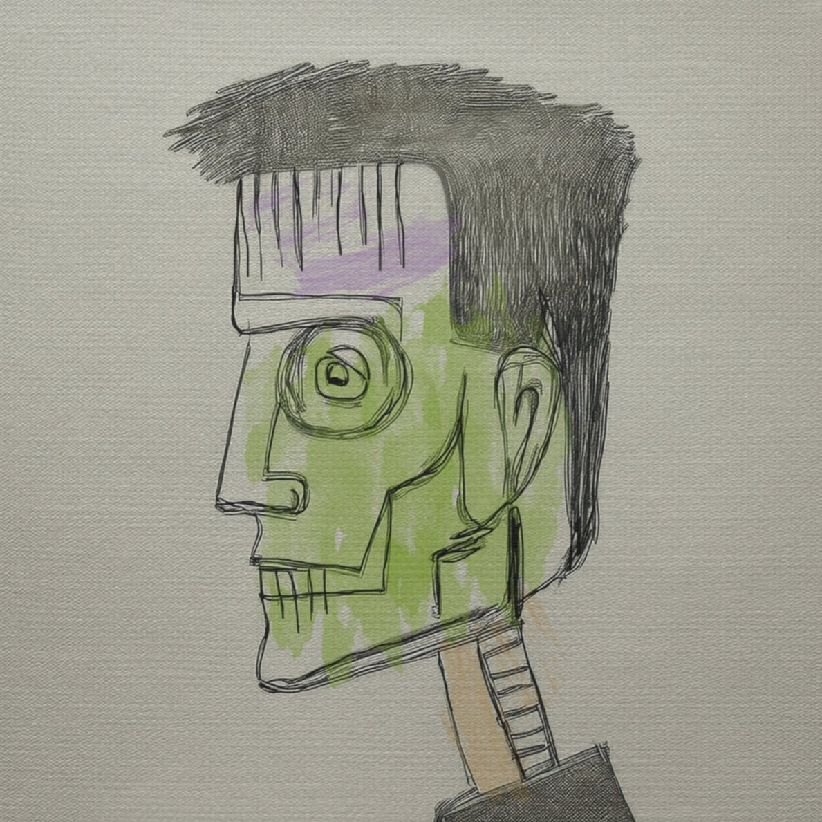 Frankenstein Frank #1 Halloween Art Print  - Matte Canvas, Stretched, 1.25"