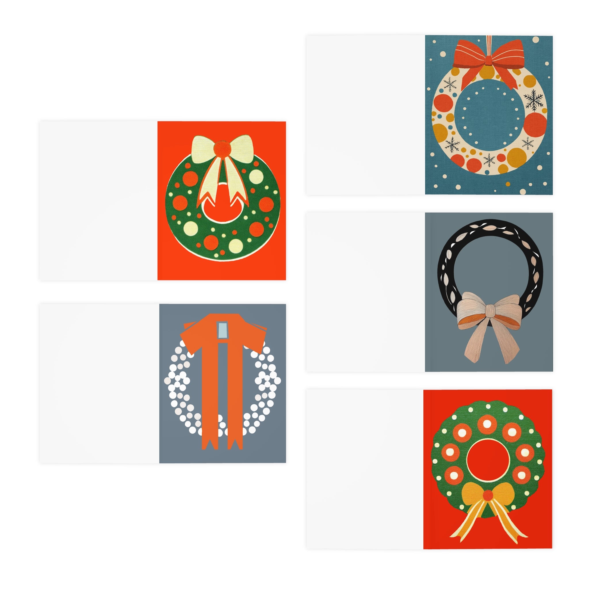 Festive Multi-Design Holiday Wreaths Greeting Card (5-Pack) - Christmas & Holiday Collection