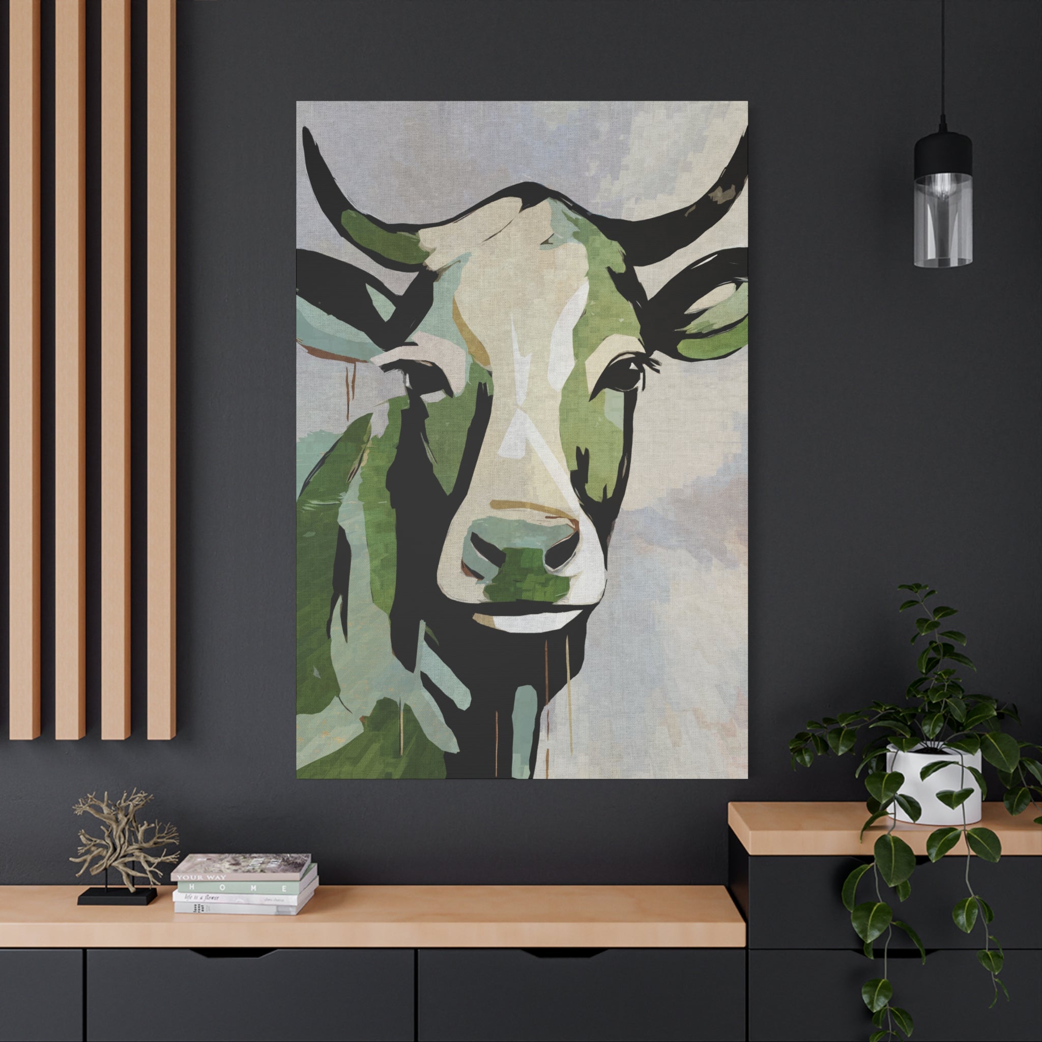 He Is A Boss - Modern Abstract Cow Portrait - Matte Canvas, Stretched, 1.25"