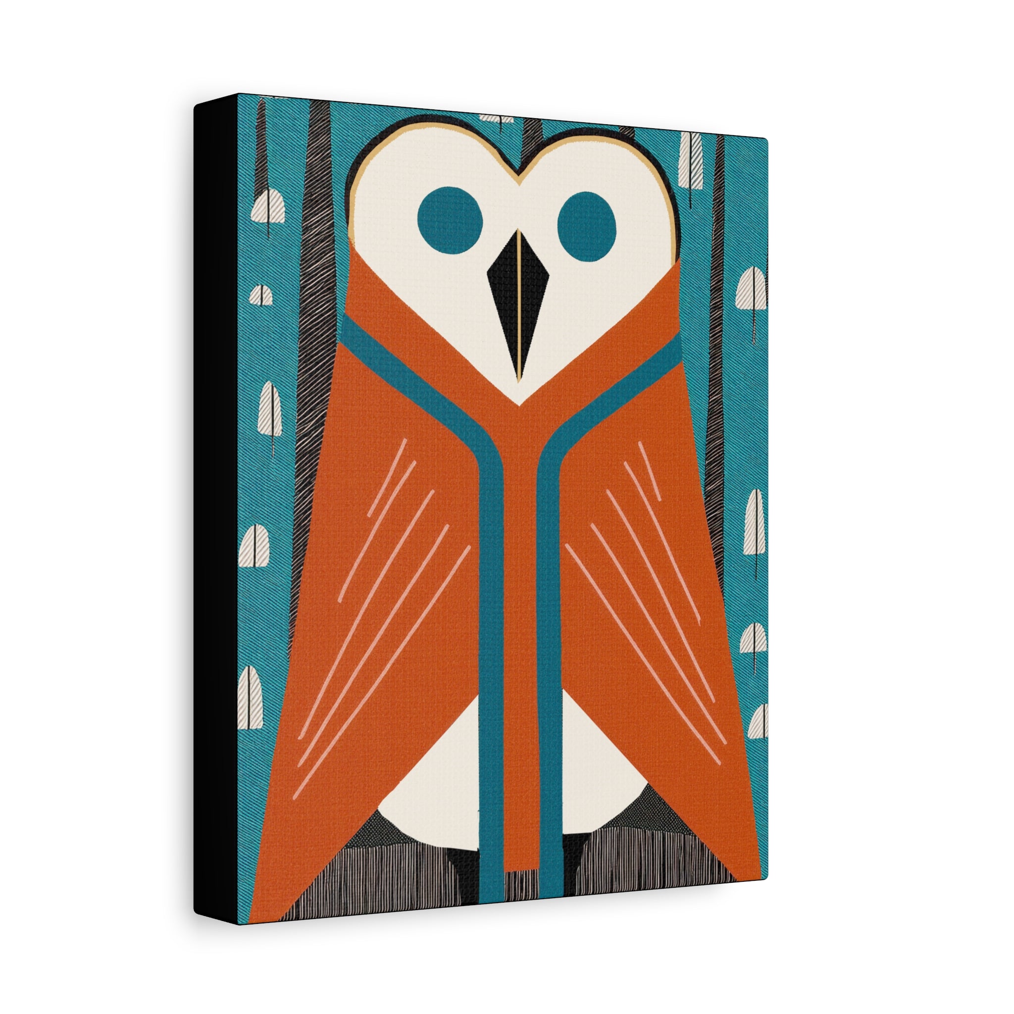 Midwest Mod Snowy Owl with Blanket Winter Print- Matte Canvas, Stretched, 1.25", holiday decor, winter, cozy, owl, blankets