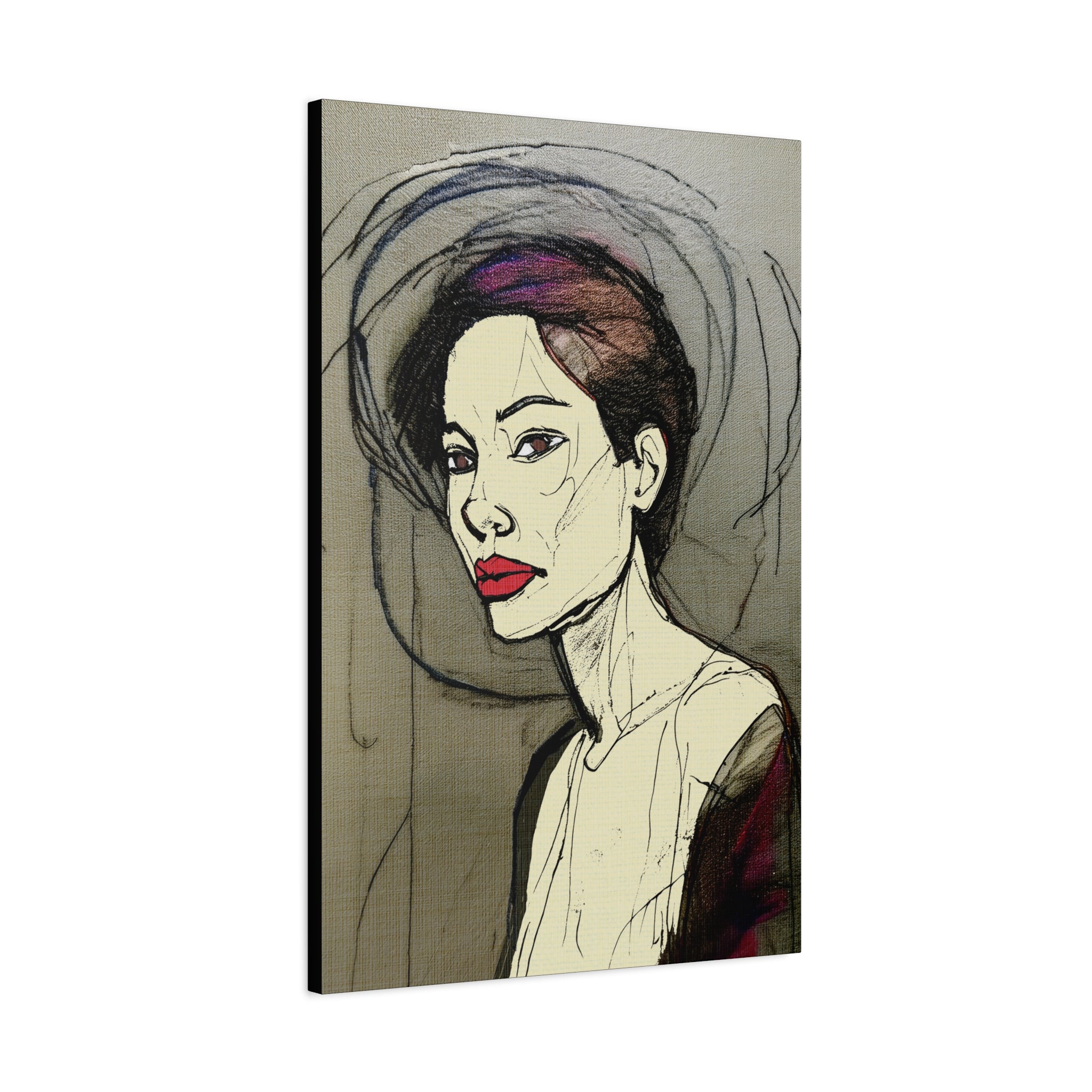 Abstract Woman Portrait Collaborative Modern Art Print Number One - Matte Canvas, Stretched, 1.25"