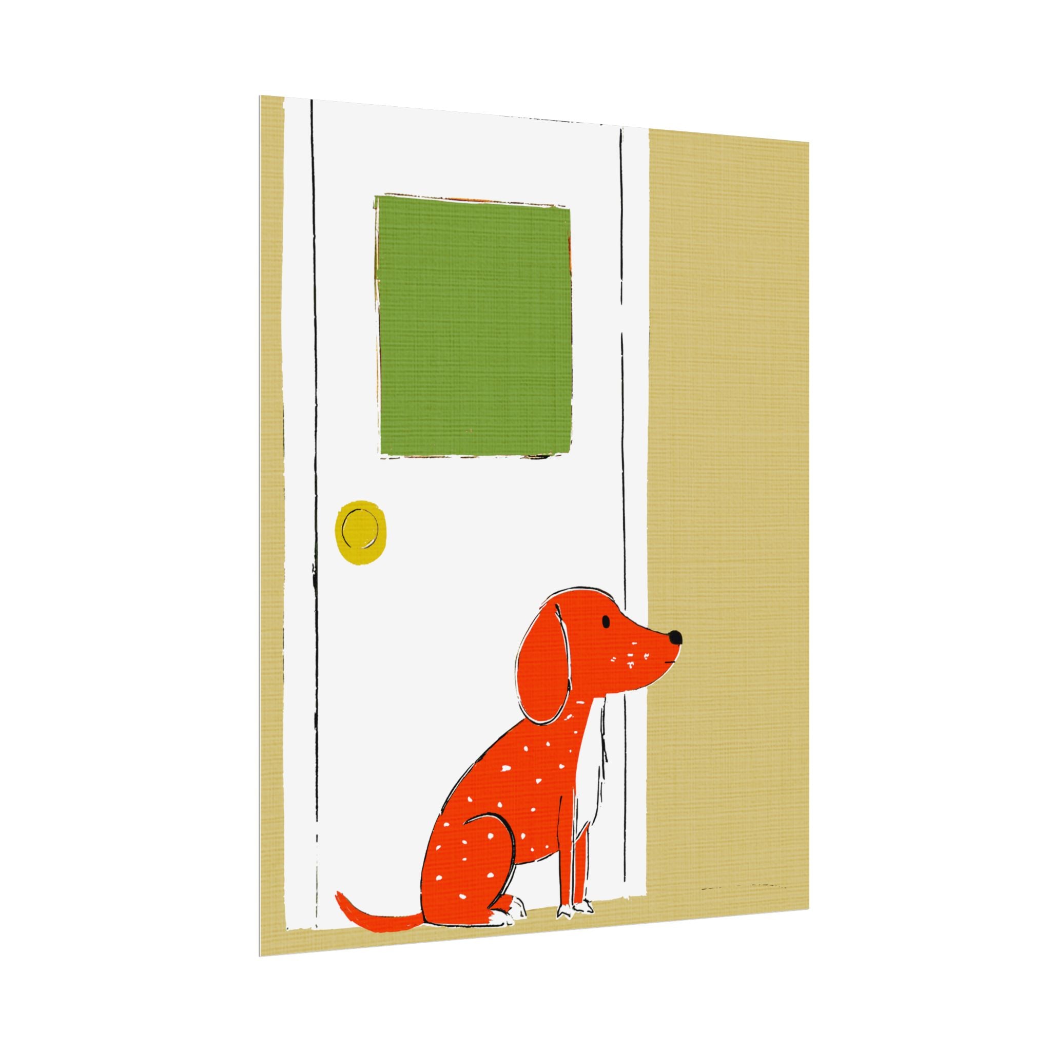 Midwest Mod Dog at Door Nursery Kids Art Print Rolled Poster | Wall Art, Midwest Mod, Dog, Dog at Door, Welcome Home