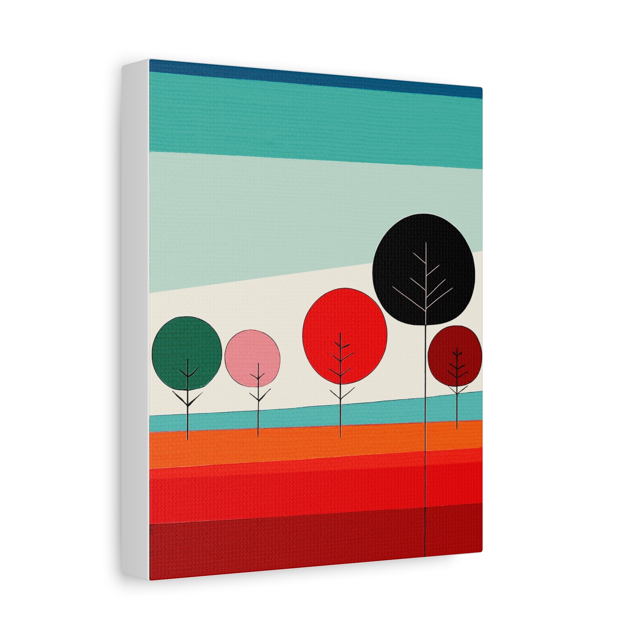 Colorful Striped Landscape with Trees - Matte Canvas, Stretched, 1.25"