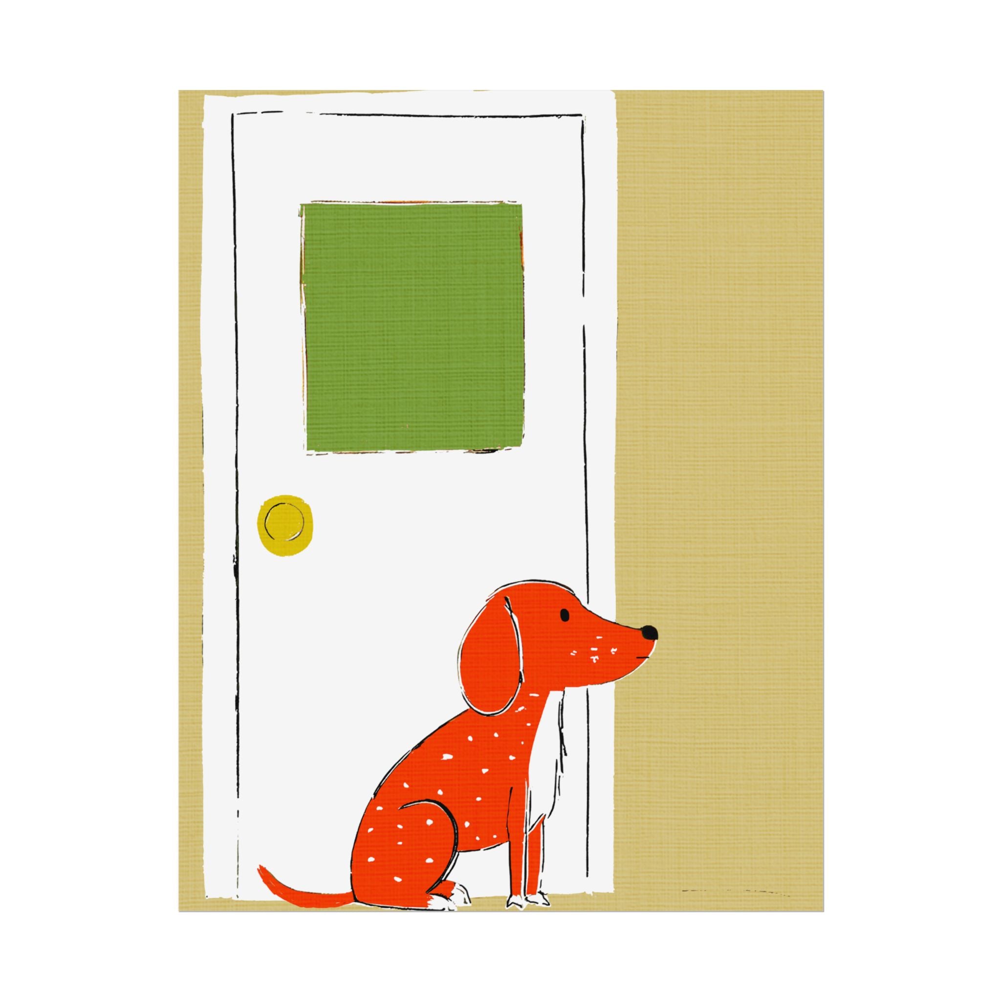 Midwest Mod Dog at Door Nursery Kids Art Print Rolled Poster | Wall Art, Midwest Mod, Dog, Dog at Door, Welcome Home