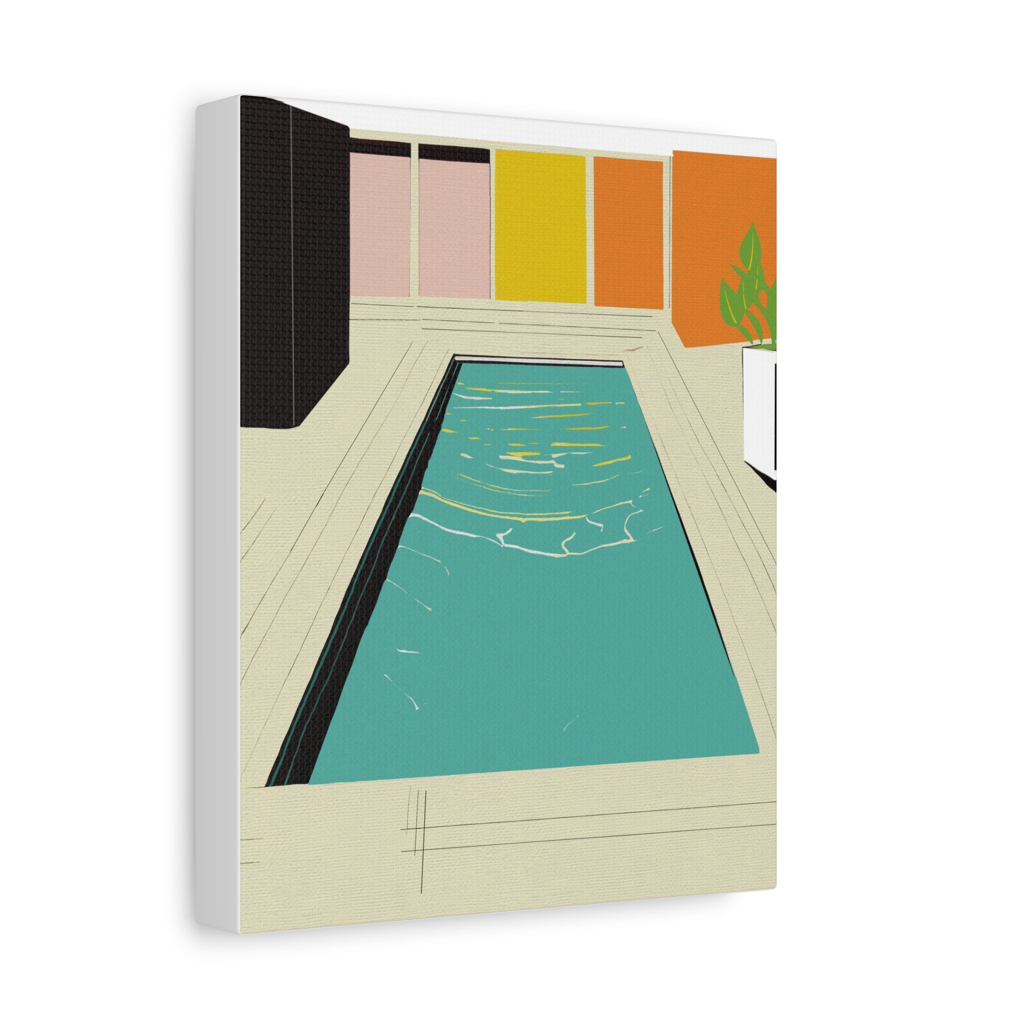 Mid Century Modern Inspired Pool Number Three - Matte Canvas, Stretched, 1.25"