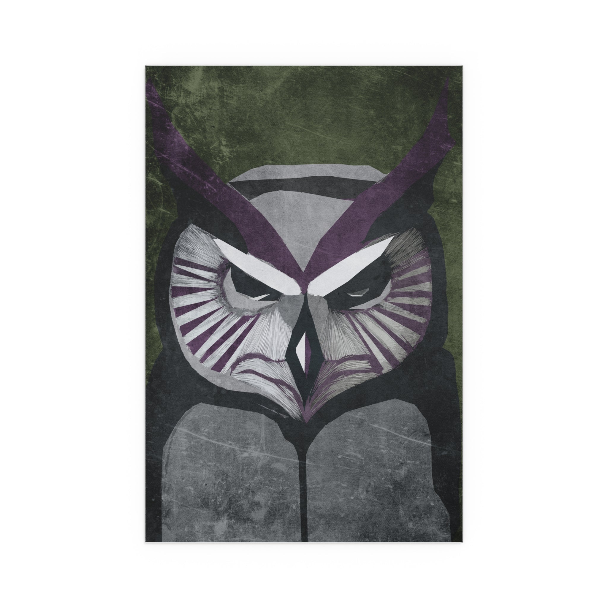 Midwest Mod Mad Staring Owl Seasonal Silk Poster, Indoor and Outdoor Decor, Unique Home Decor, Seasonal Decor, Halloween, Owl