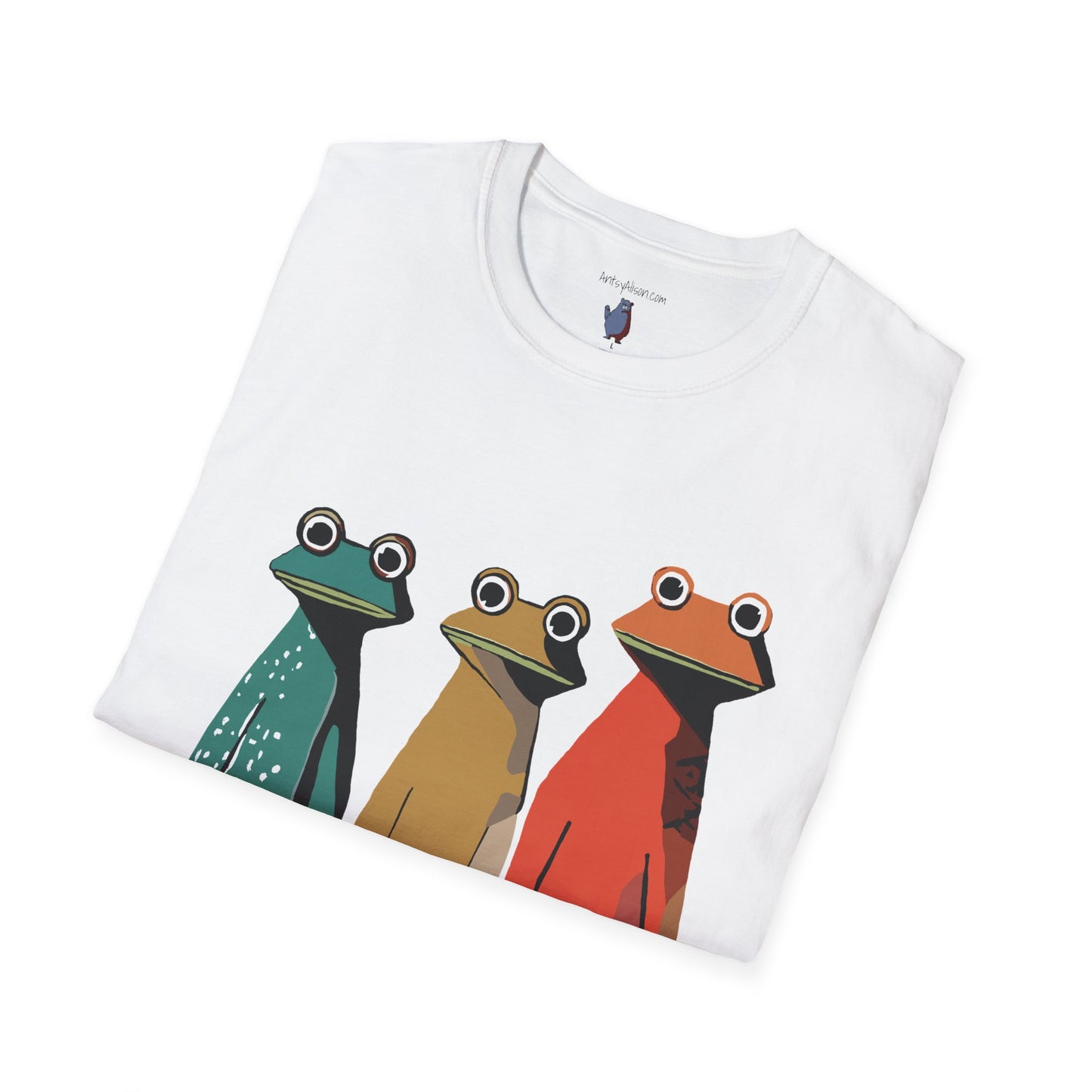 Three Frog Friends Graphic Art Print - 100% Cotton T-Shirt