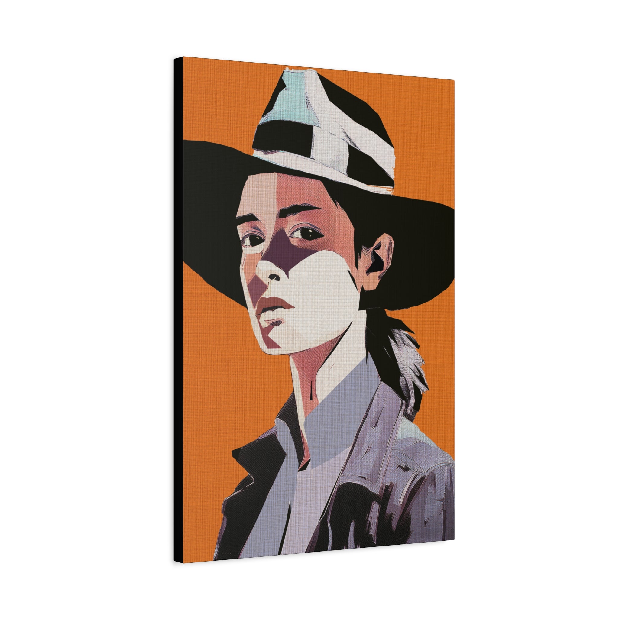 Abstract Cowgirl Portrait Collaborative Modern Art Print - Matte Canvas, Stretched, 1.25"