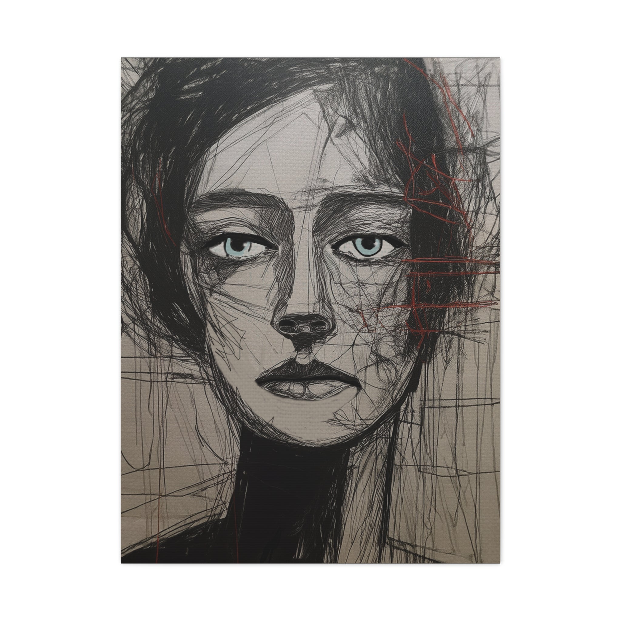 Abstract Woman Portrait Collaborative Modern Art Print Number Two- Matte Canvas, Stretched, 1.25"