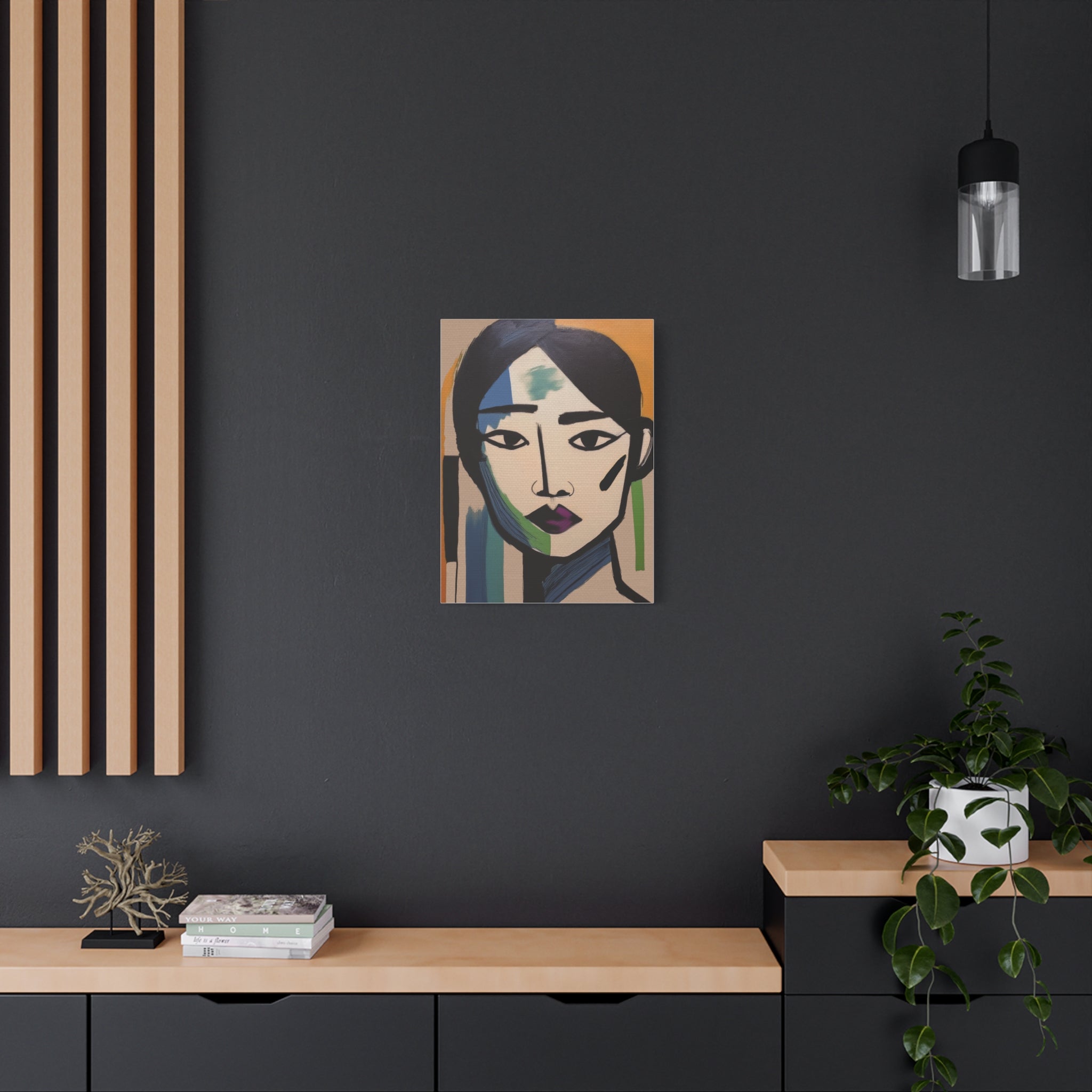 Abstract Warrior Woman Portrait Art Print - Matte Canvas, Stretched, 1.25"