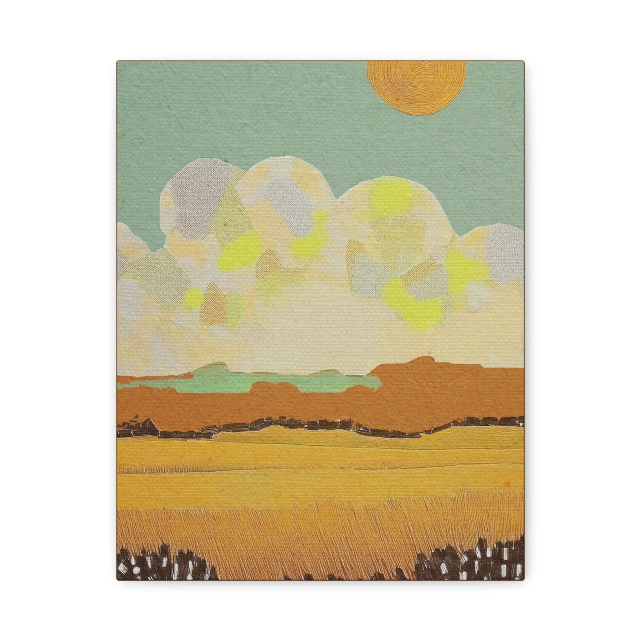 Midwest Mod Cloudy Day Landscape Art Print - Matte Canvas, Stretched, 1.25"