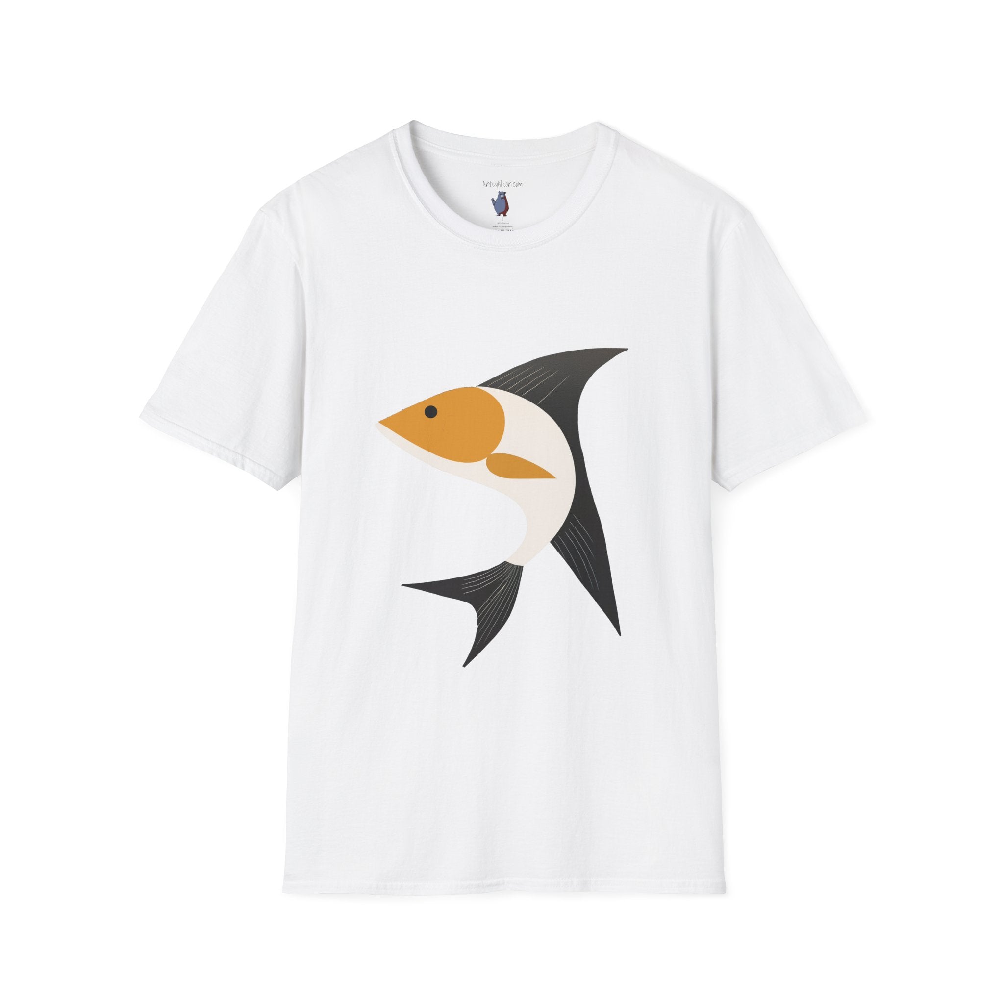 Bold Leaping Fish Graphic Art Tee - 100% Cotton T-Shirt