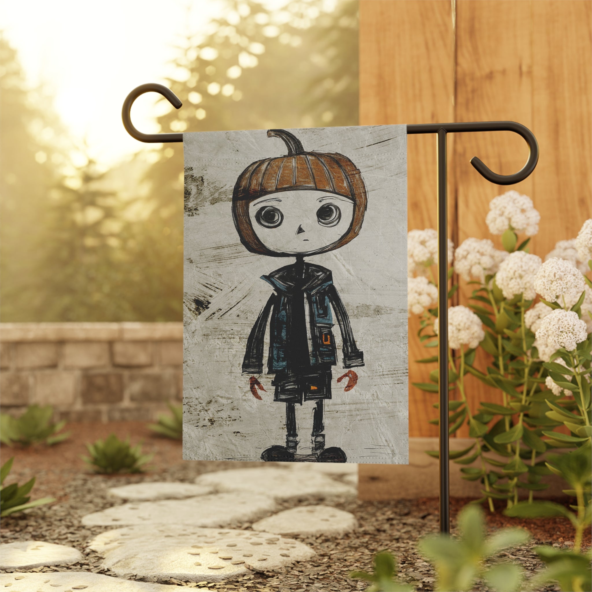 Halloween Seasonal Midwest Mod Pumpkin Boy No. 2 Art Whimsical Yard Decoration, Unique Home & Garden Decor, Outdoor Signs, Fun Garden Art