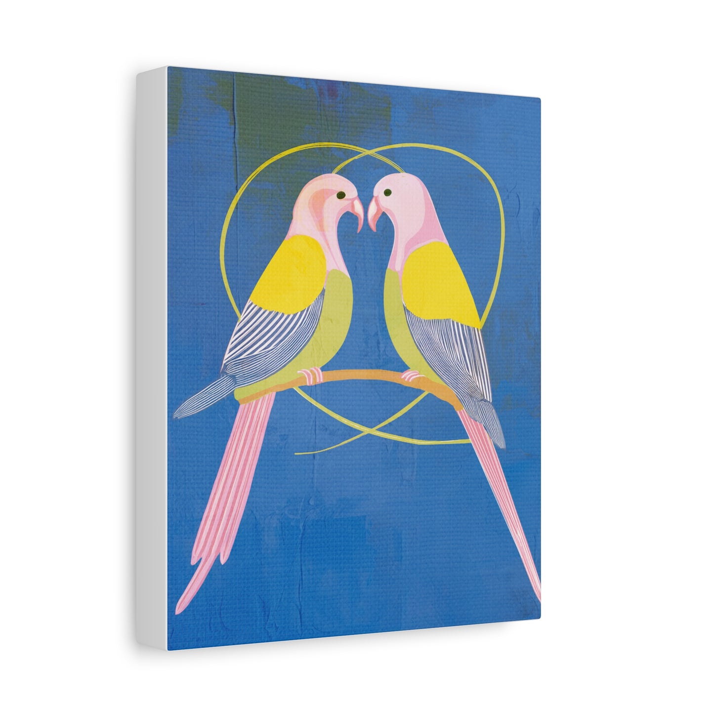 Midwest Mod Lovebirds in Blue Art Print - Matte Canvas, Stretched, 1.25"