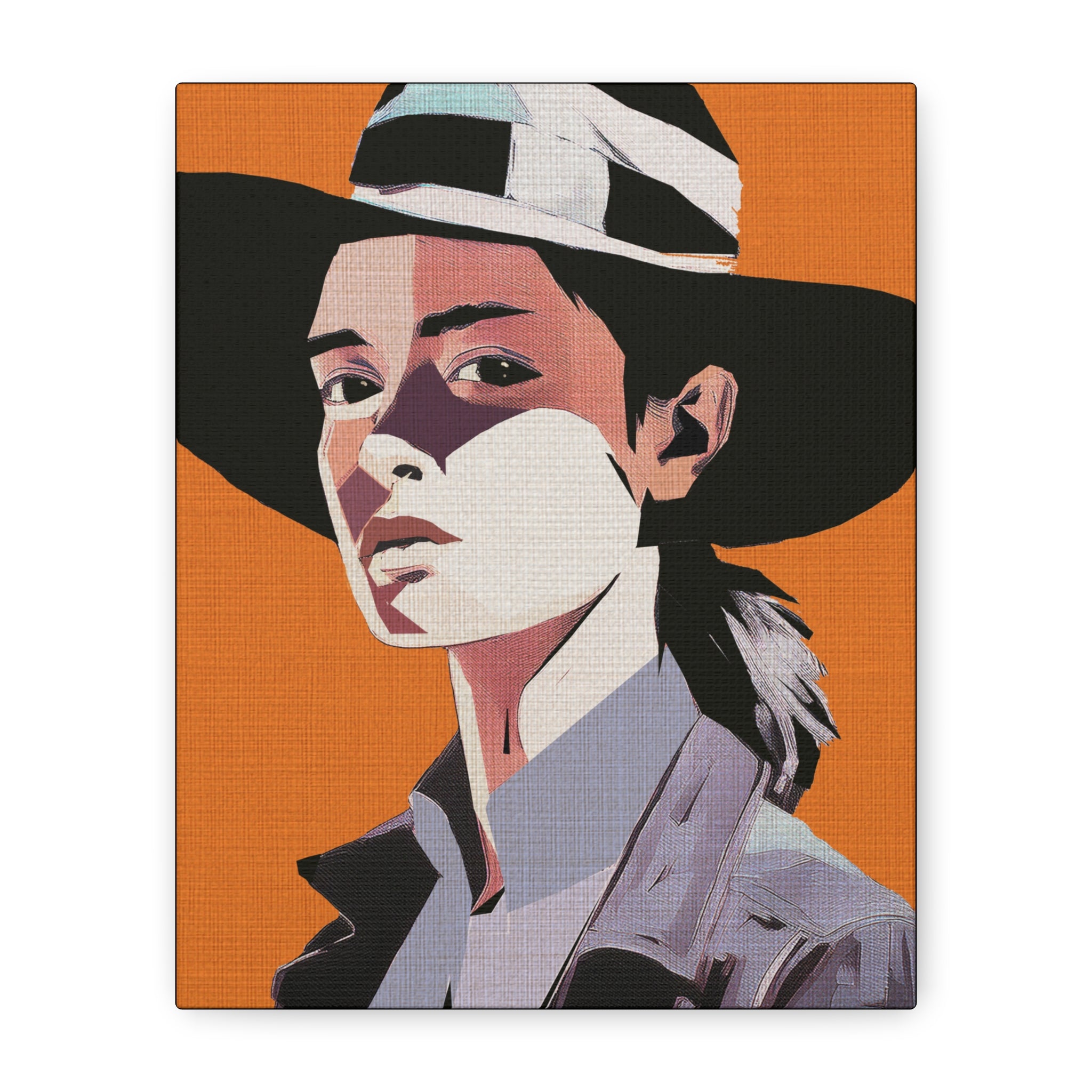 Abstract Cowgirl Portrait Collaborative Modern Art Print - Matte Canvas, Stretched, 1.25"