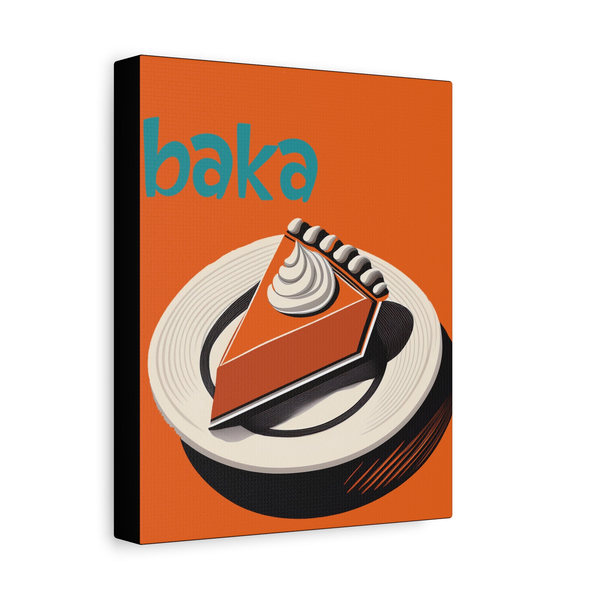 Midwest Mod Holiday Thanksgiving Christmas Pop Art Pumpkin Pie Print- Matte Canvas, Stretched, 1.25", holiday decor, Christmas, pumpkin pie, baka