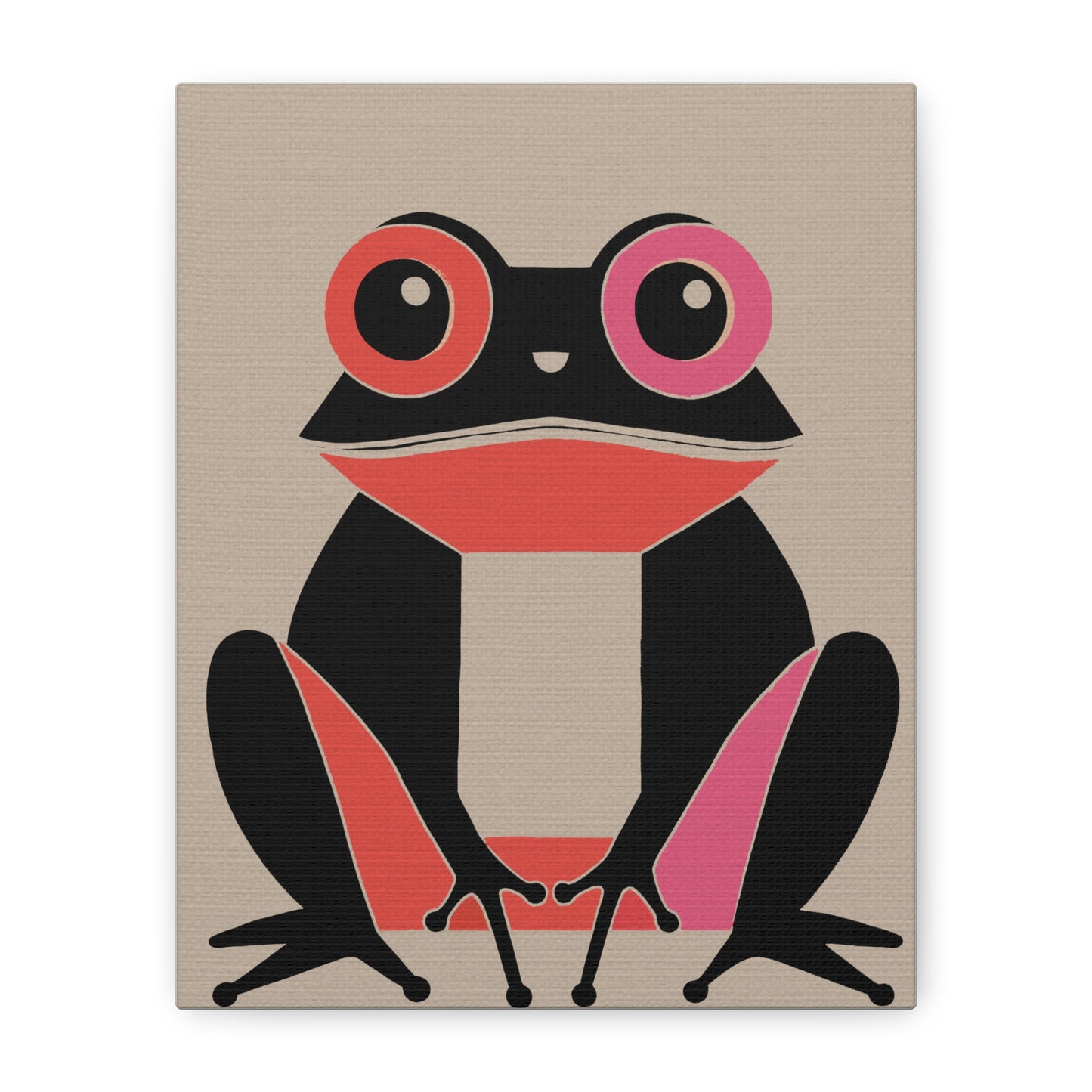 Midwest Modern Retro Pink and Black Frog Art Print - Matte Canvas, Stretched, 1.25"