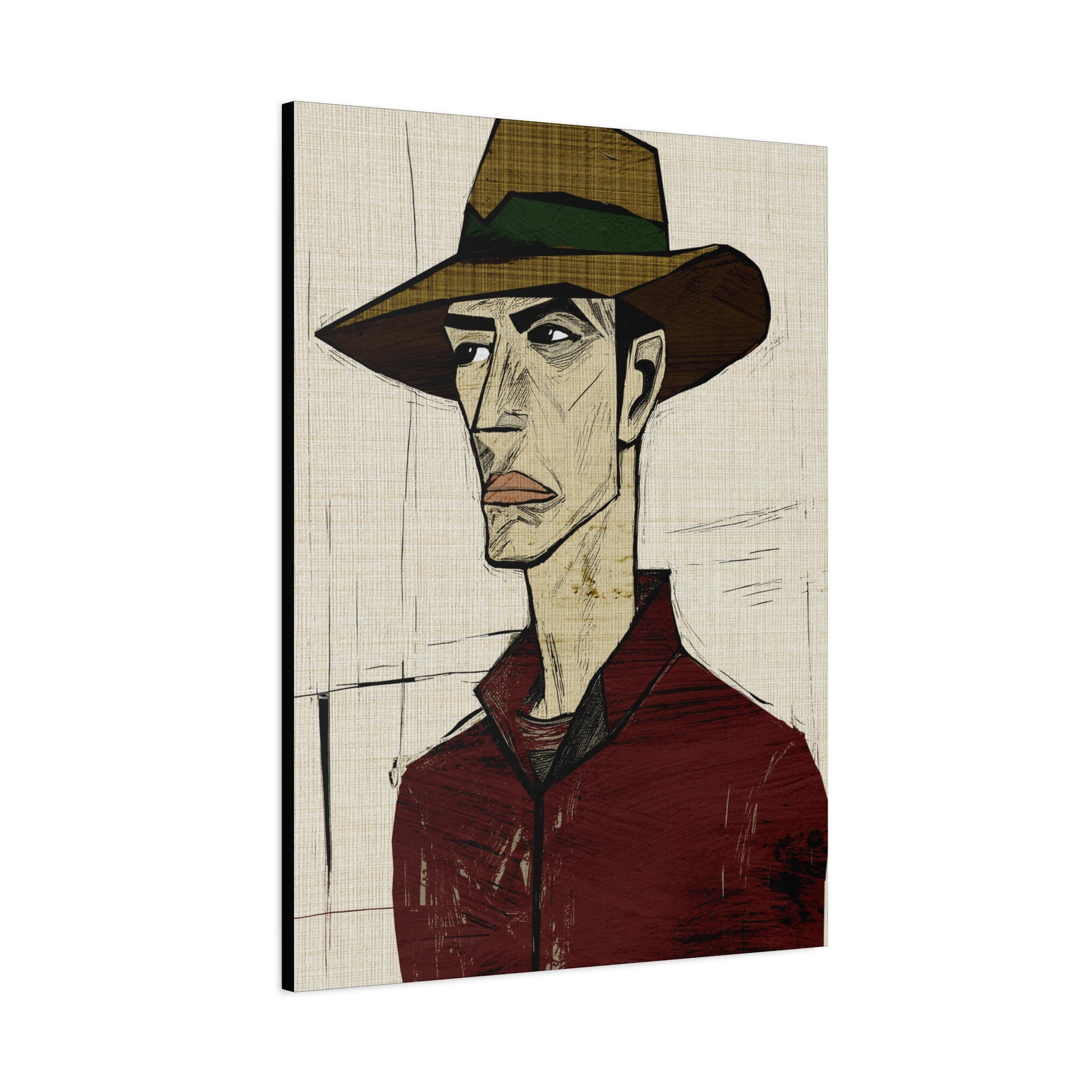 Abstract Cowboy Portrait Collaborative Modern Art Print Number Two - Matte Canvas, Stretched, 1.25"