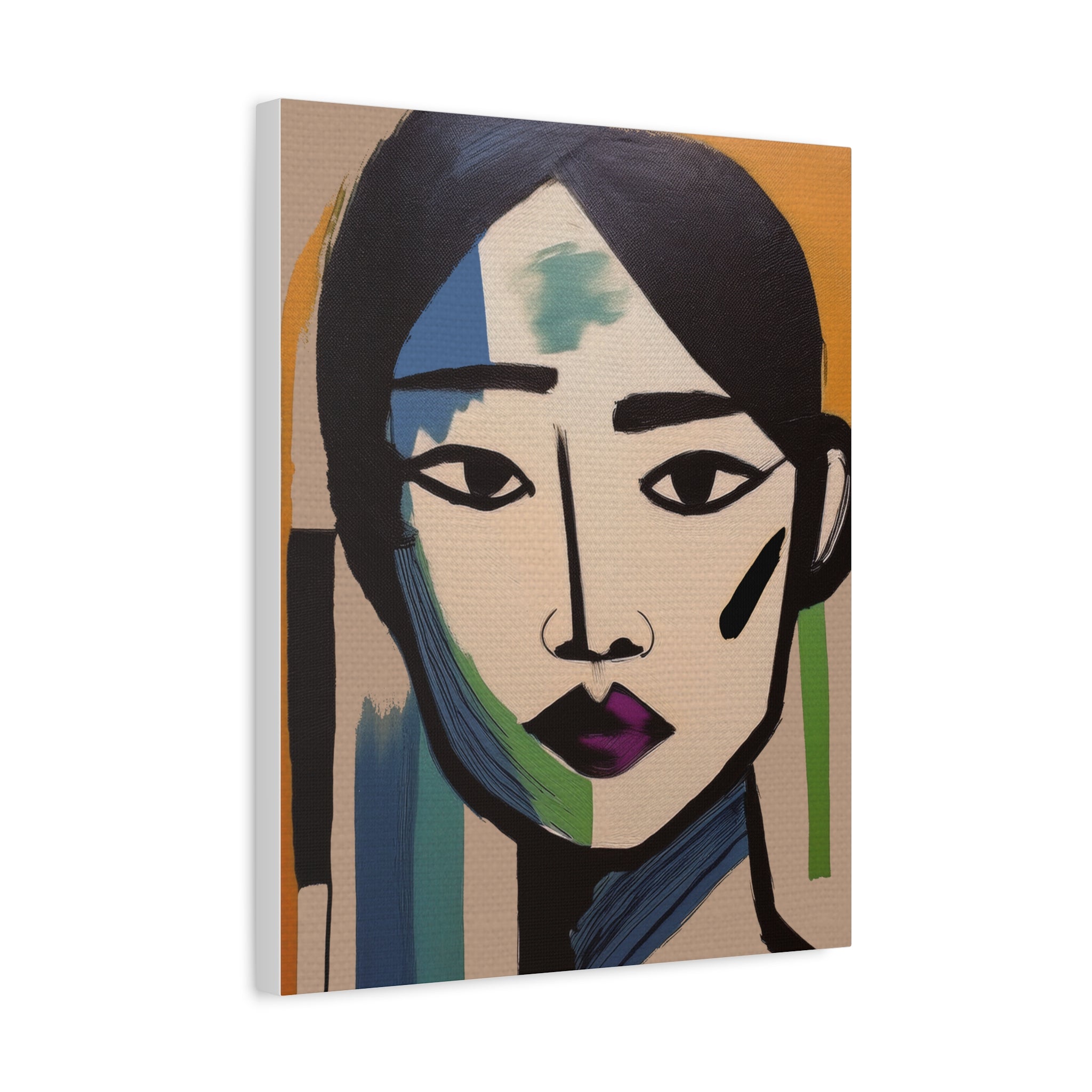 Abstract Warrior Woman Portrait Art Print - Matte Canvas, Stretched, 1.25"