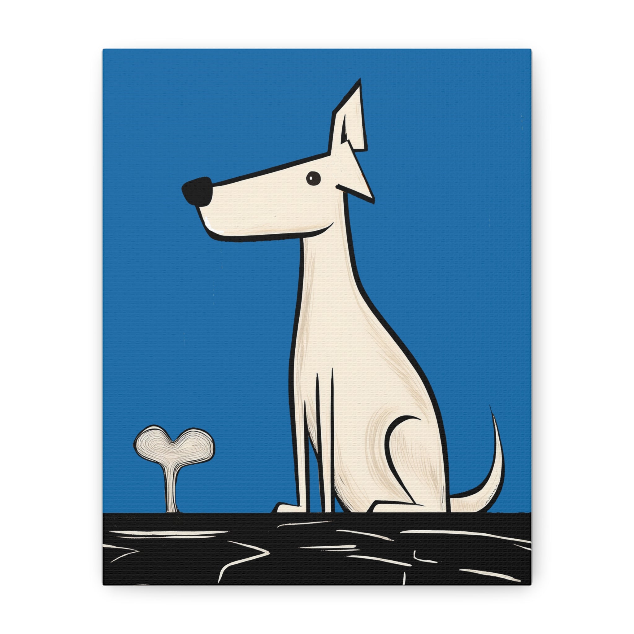 Midwest Mod Dog with Bone Art Print - Matte Canvas, Stretched, 1.25"