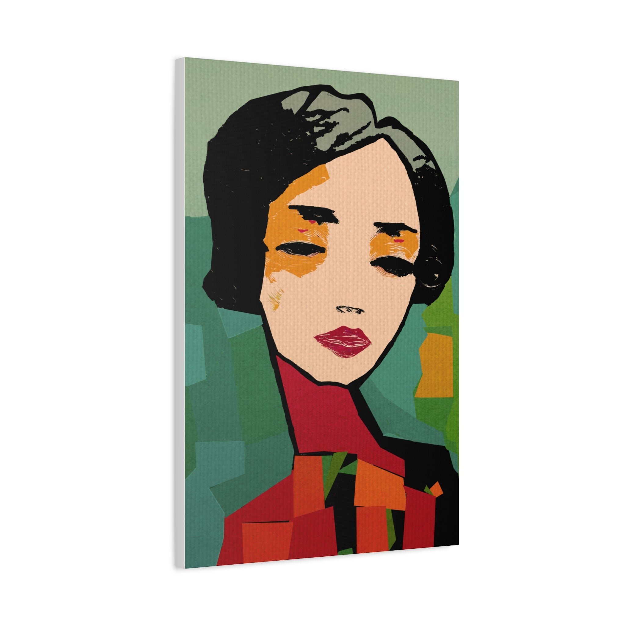 Abstract Woman Portrait So Tired Art Print - Matte Canvas, Stretched, 1.25"