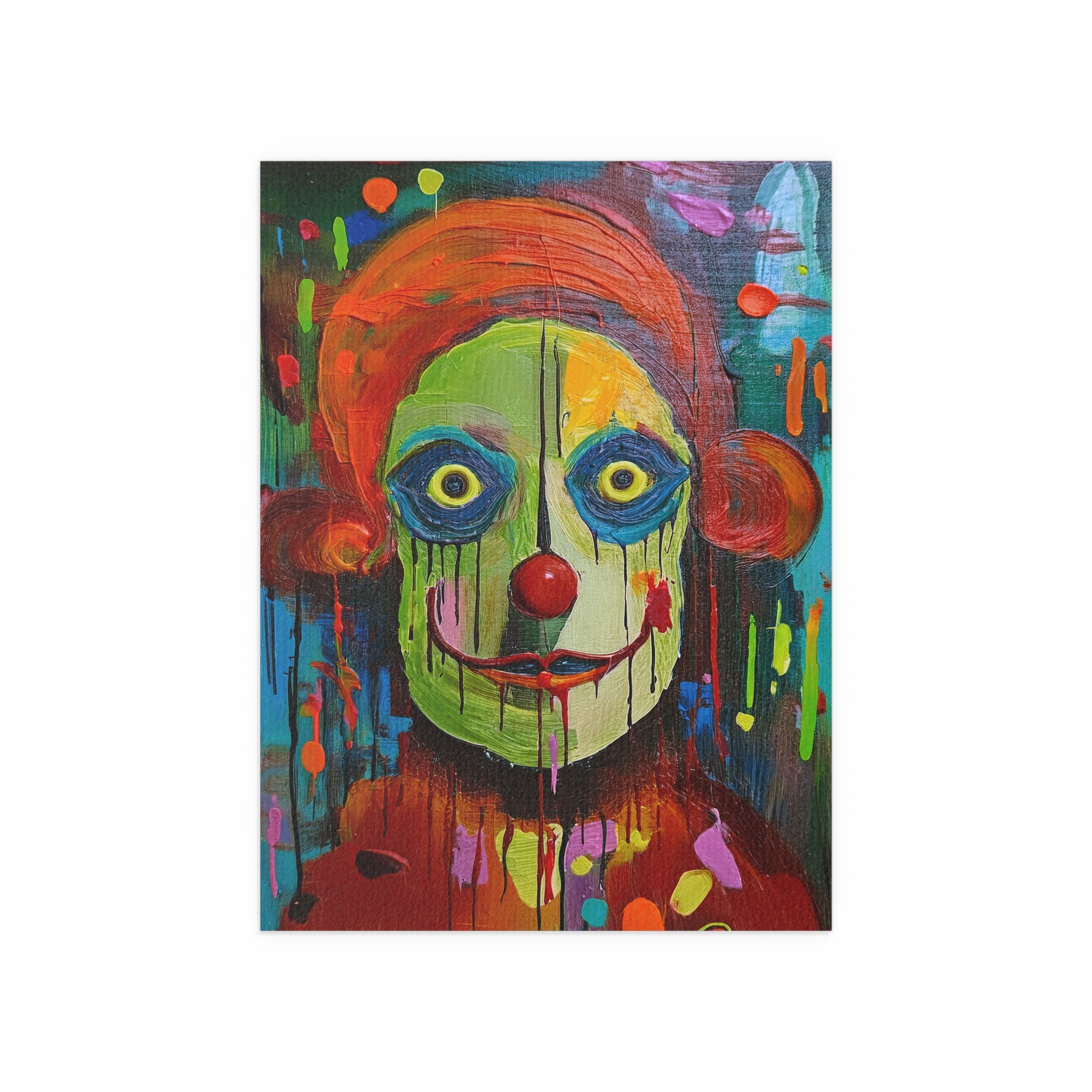 Midwest Mod Creepy Clown Seasonal Silk Poster, Indoor and Outdoor Decor, Unique Home Decor, Seasonal Decor, Halloween, Creepy Clown