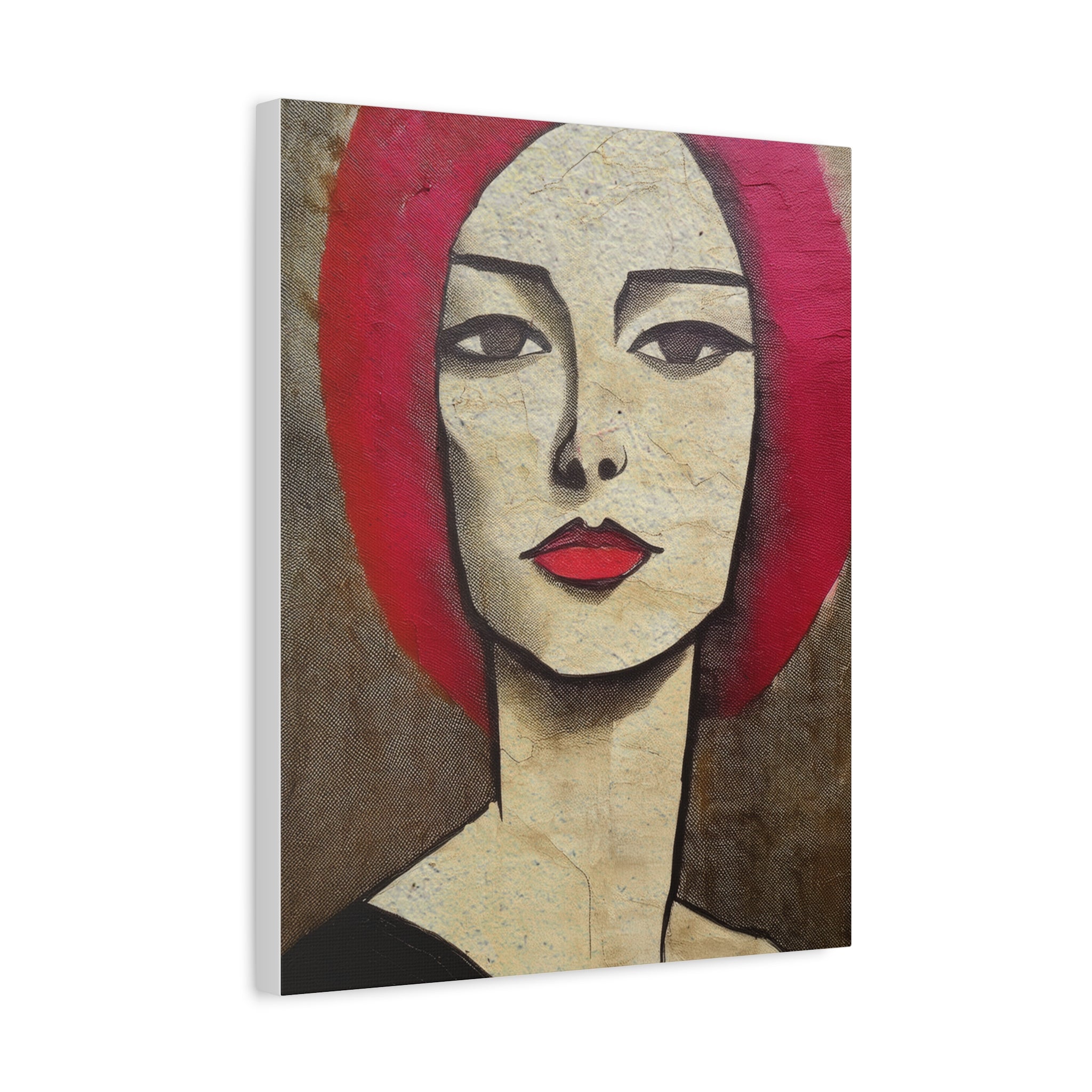 Abstract Woman Girl Portrait Pink Positive Print - Matte Canvas, Stretched, 1.25"