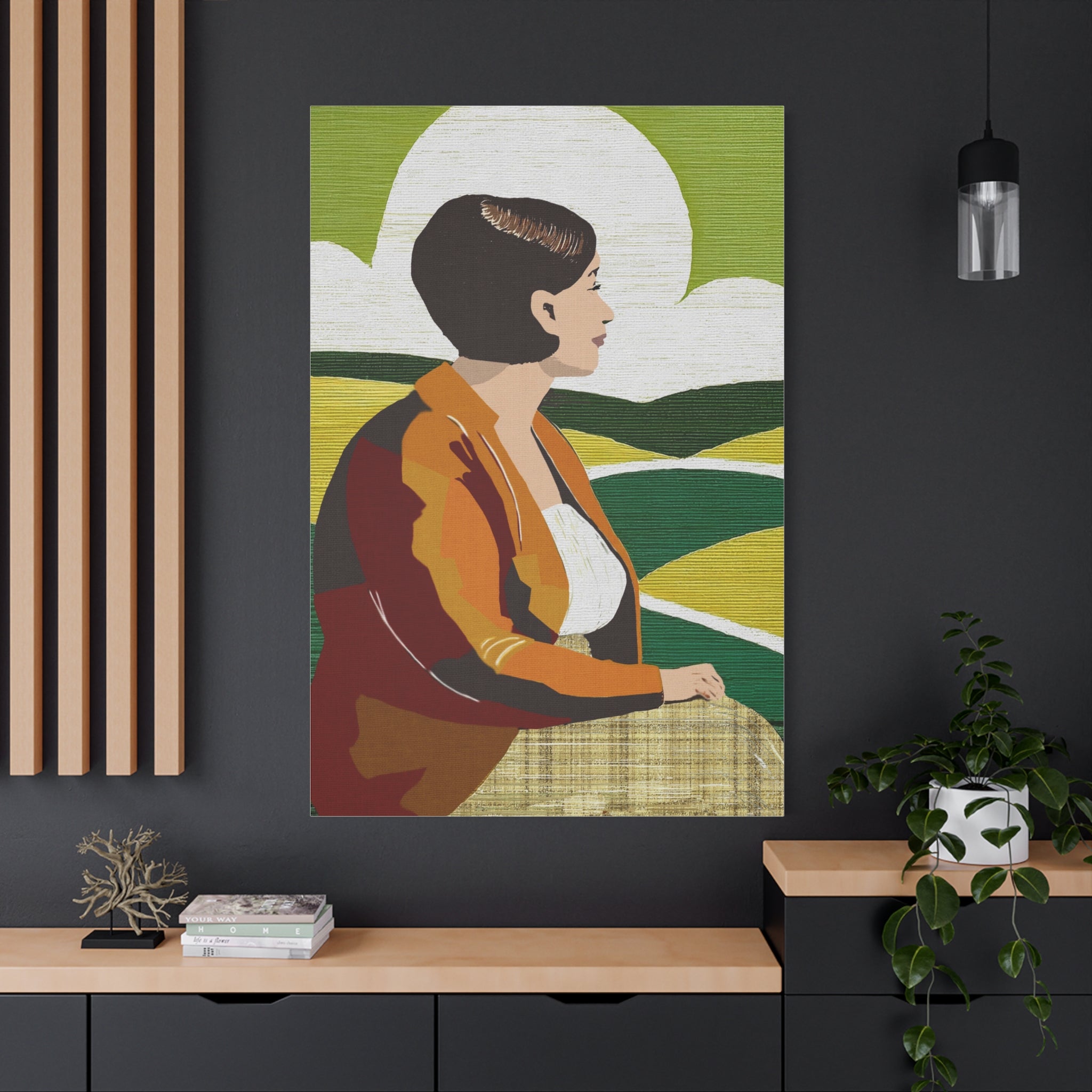 Content Where You Are - Abstract Portrait of Woman - Matte Canvas, Stretched, 1.25"