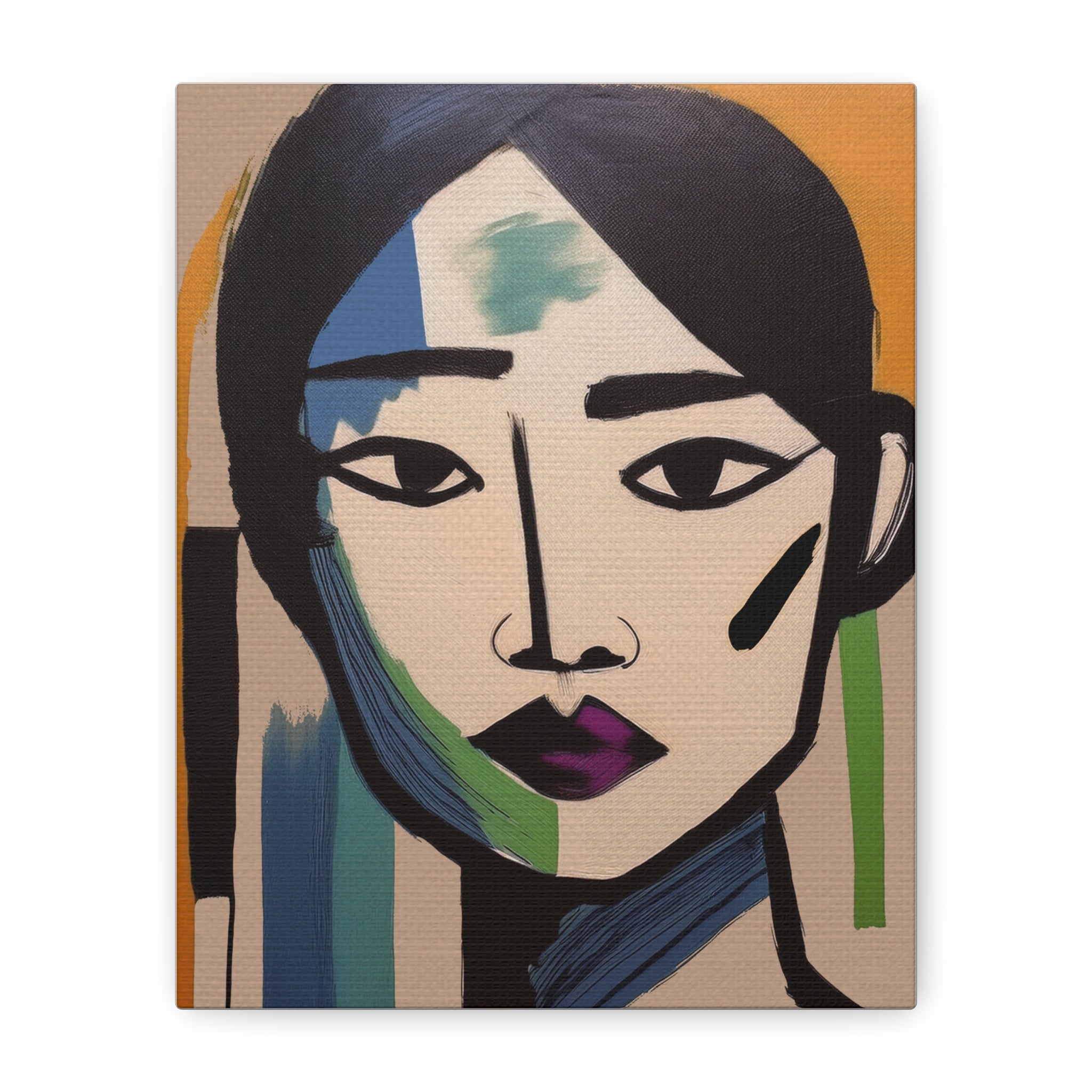 Abstract Warrior Woman Portrait Art Print - Matte Canvas, Stretched, 1.25"