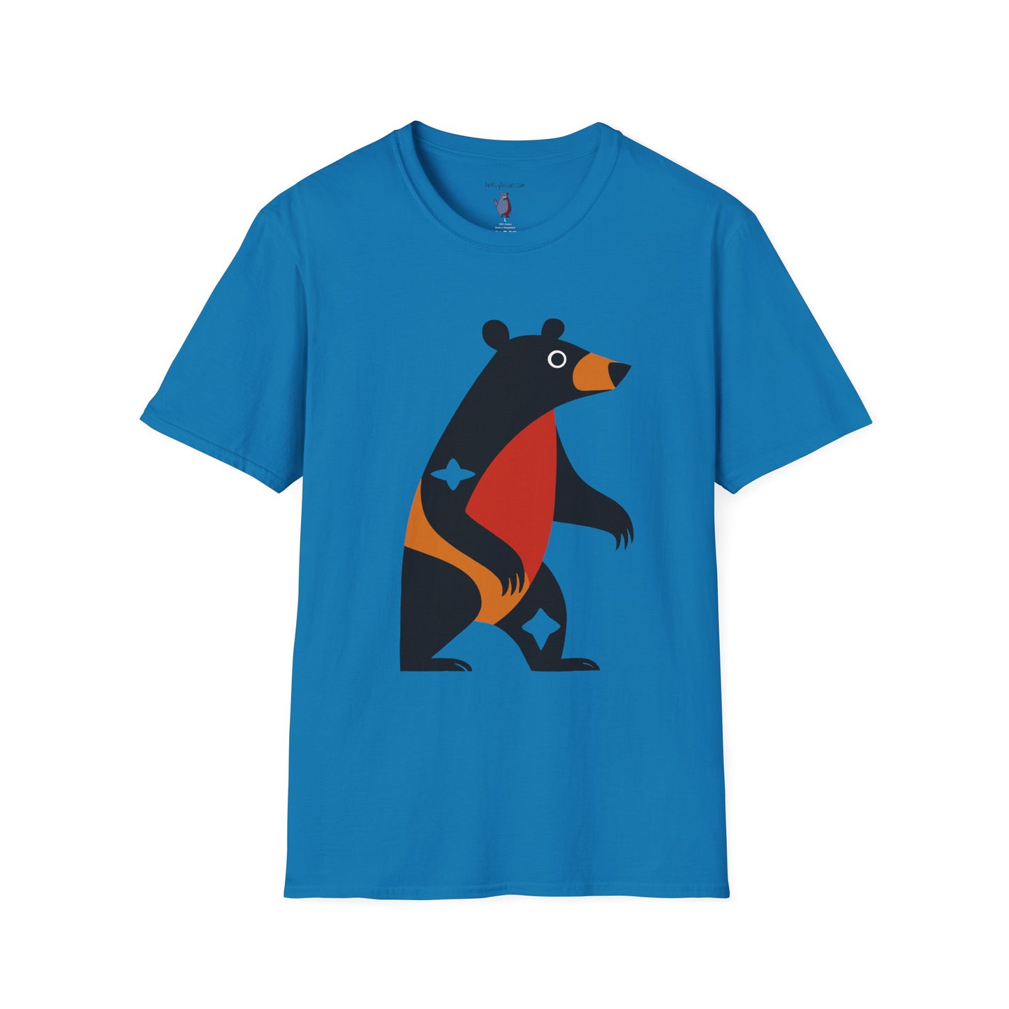 Mod Diamond Black Bear Graphic Art Tee - 100% Cotton T-Shirt