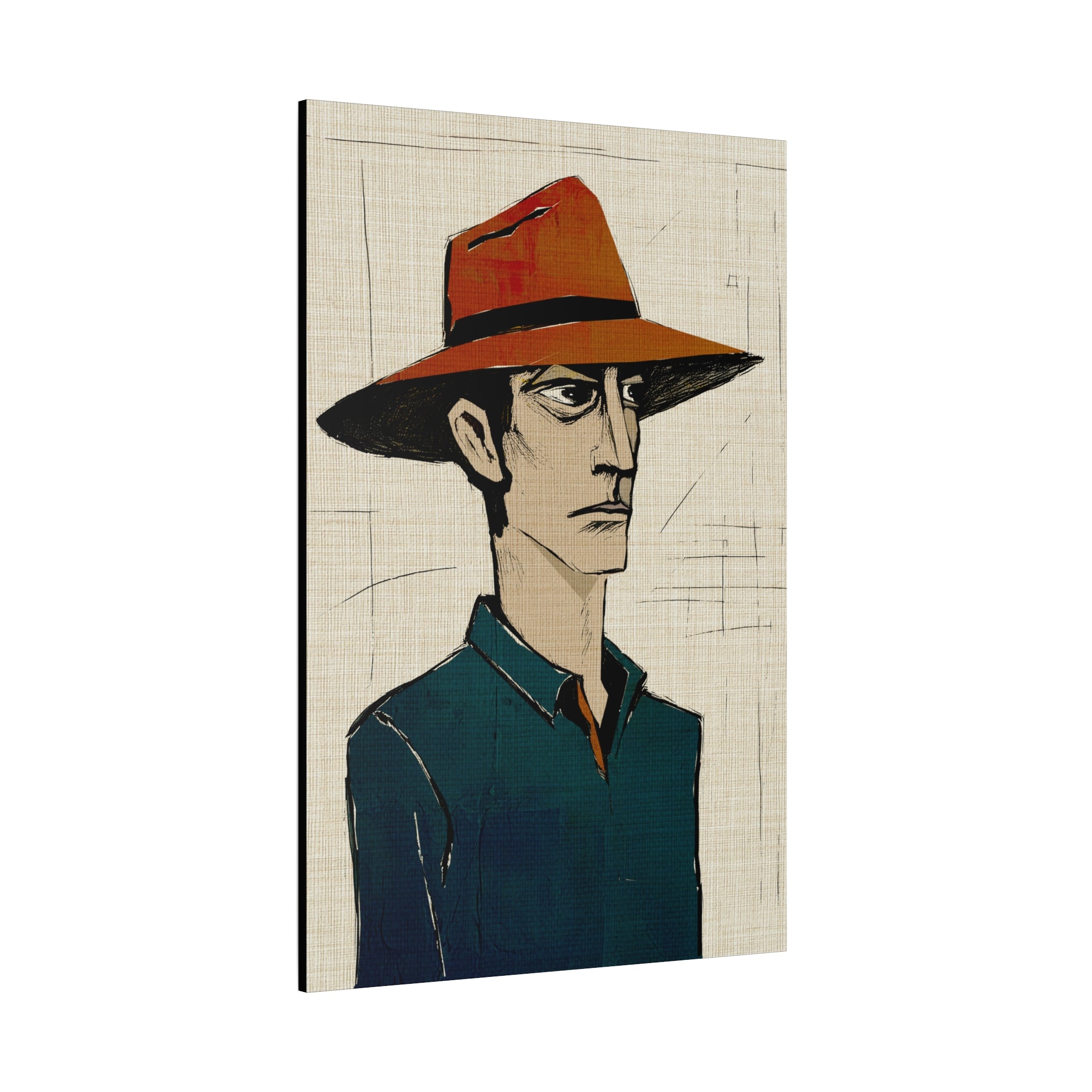 Abstract Cowboy Portrait Collaborative Modern Art Print Number One - Matte Canvas, Stretched, 1.25"