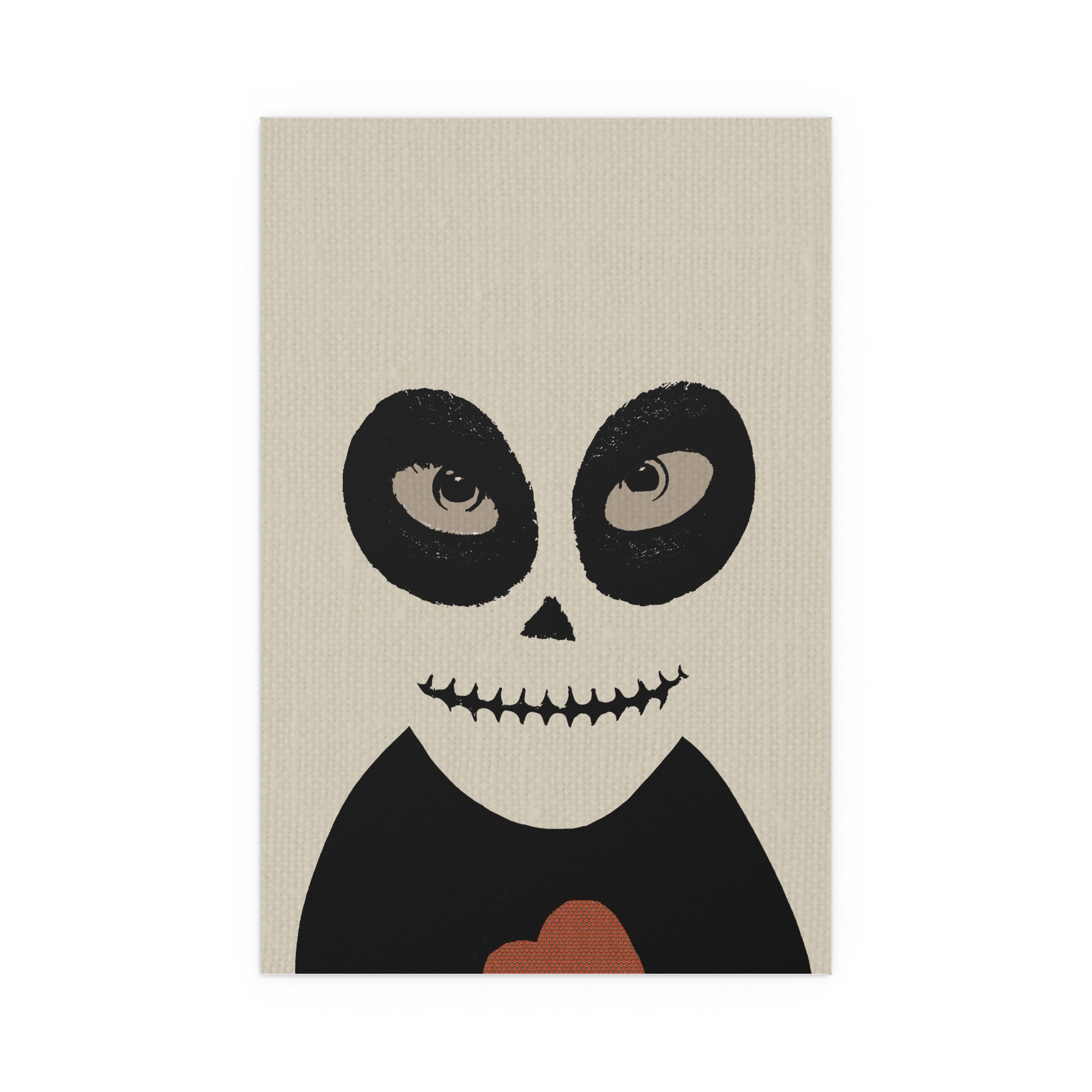 Midwest Mod Black and White Broken Hearted Skeleton Portrait Seasonal Silk Poster, Indoor and Outdoor Decor, Unique Home Decor, Seasonal Decor, Halloween, skeleton