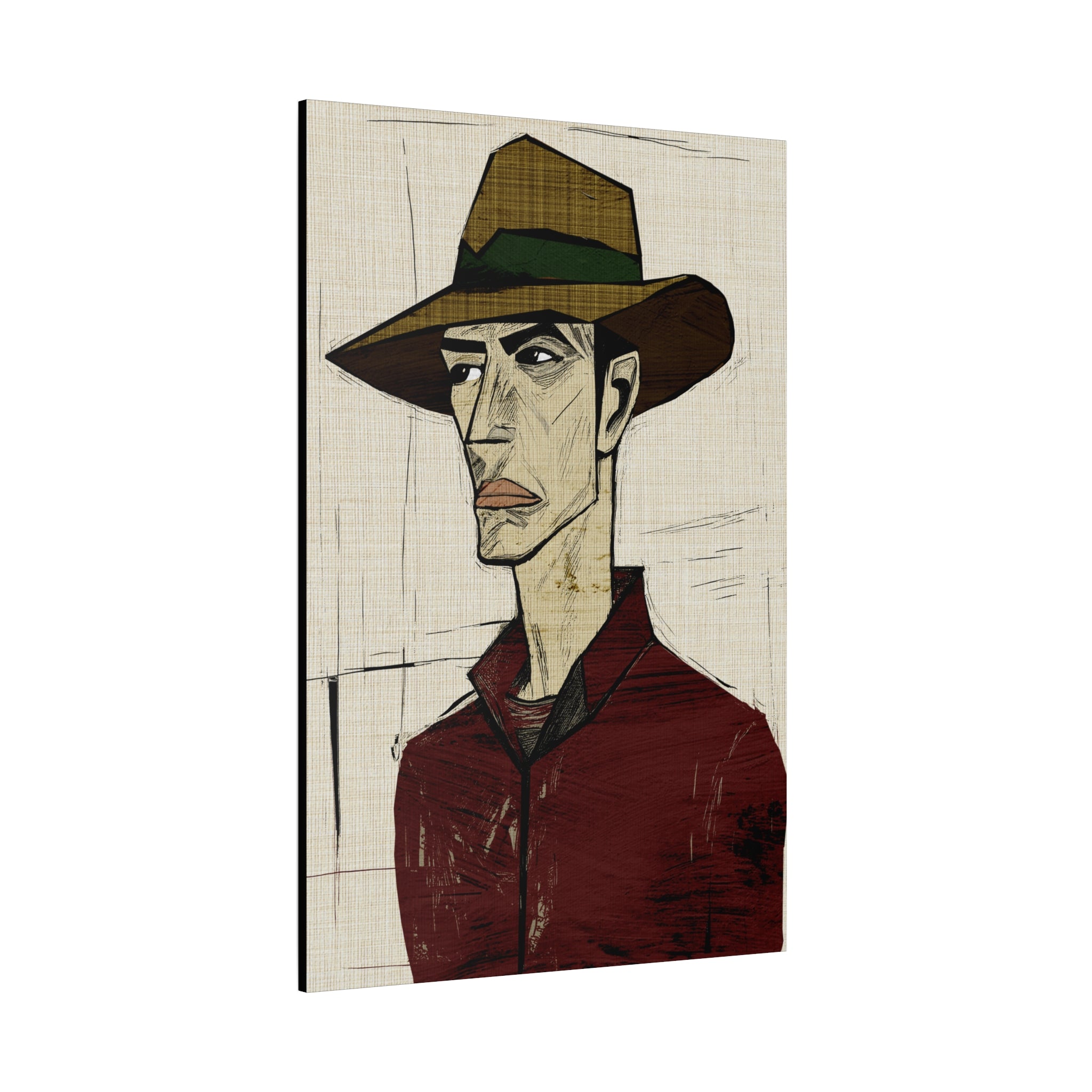 Abstract Cowboy Portrait Collaborative Modern Art Print Number Two - Matte Canvas, Stretched, 1.25"