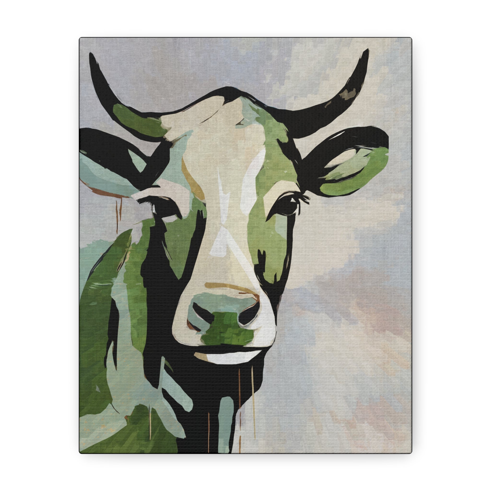 He Is A Boss - Modern Abstract Cow Portrait - Matte Canvas, Stretched, 1.25"