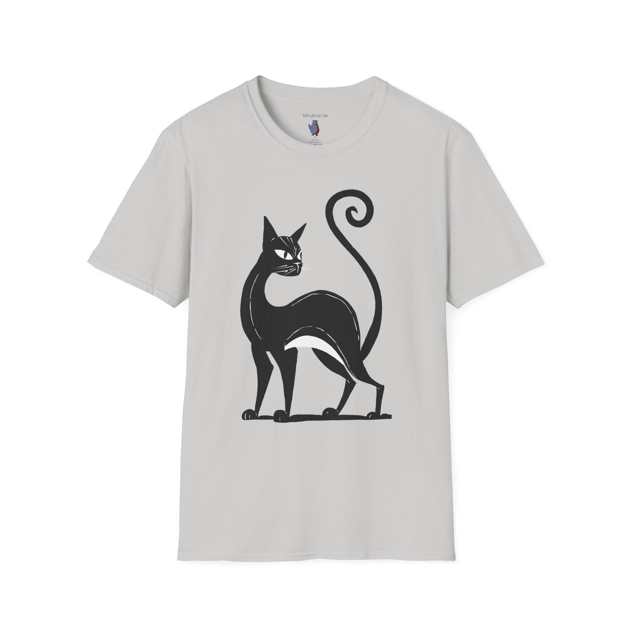 Black Cat with an Attitude Graphic Art Tee - 100% Cotton T-Shirt