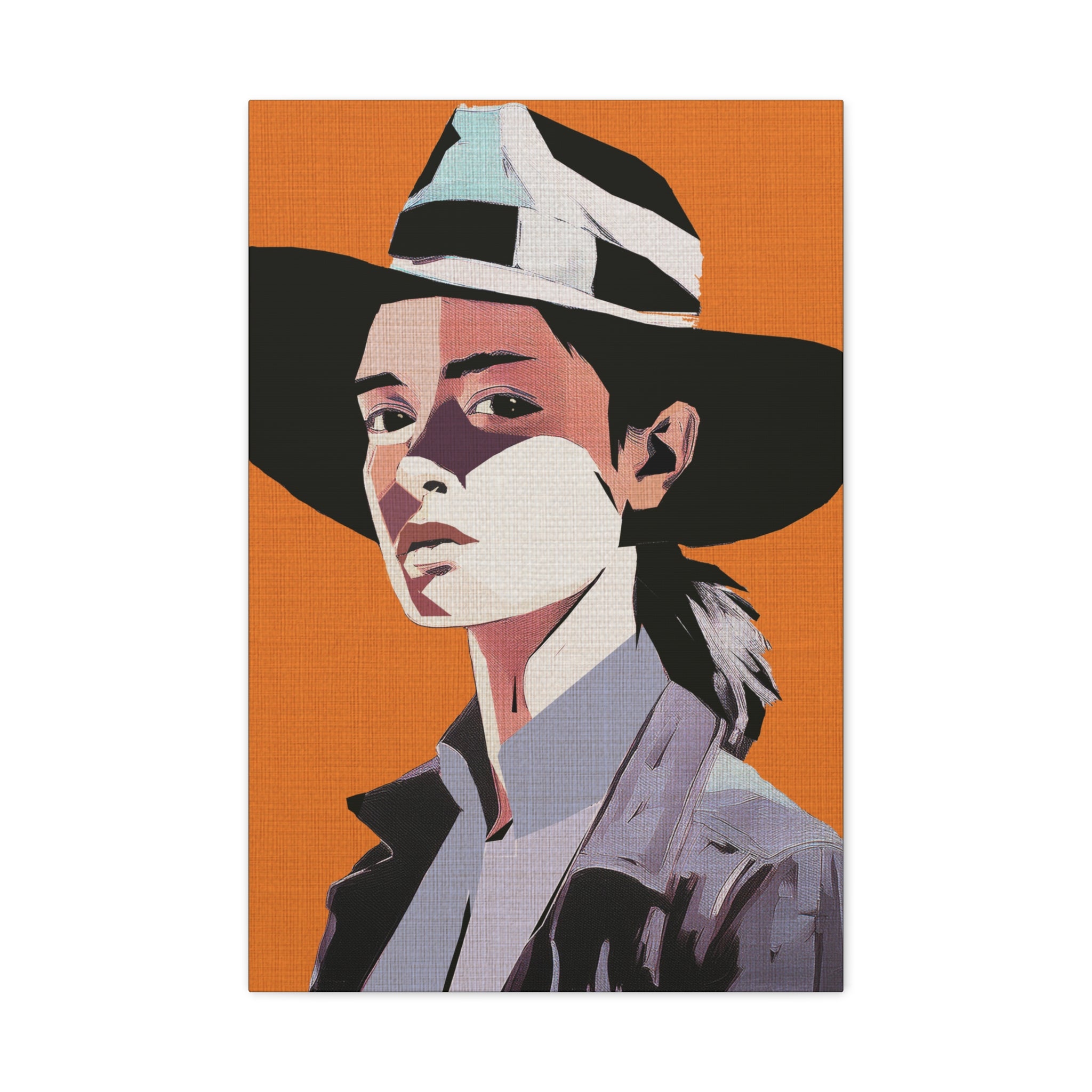 Abstract Cowgirl Portrait Collaborative Modern Art Print - Matte Canvas, Stretched, 1.25"