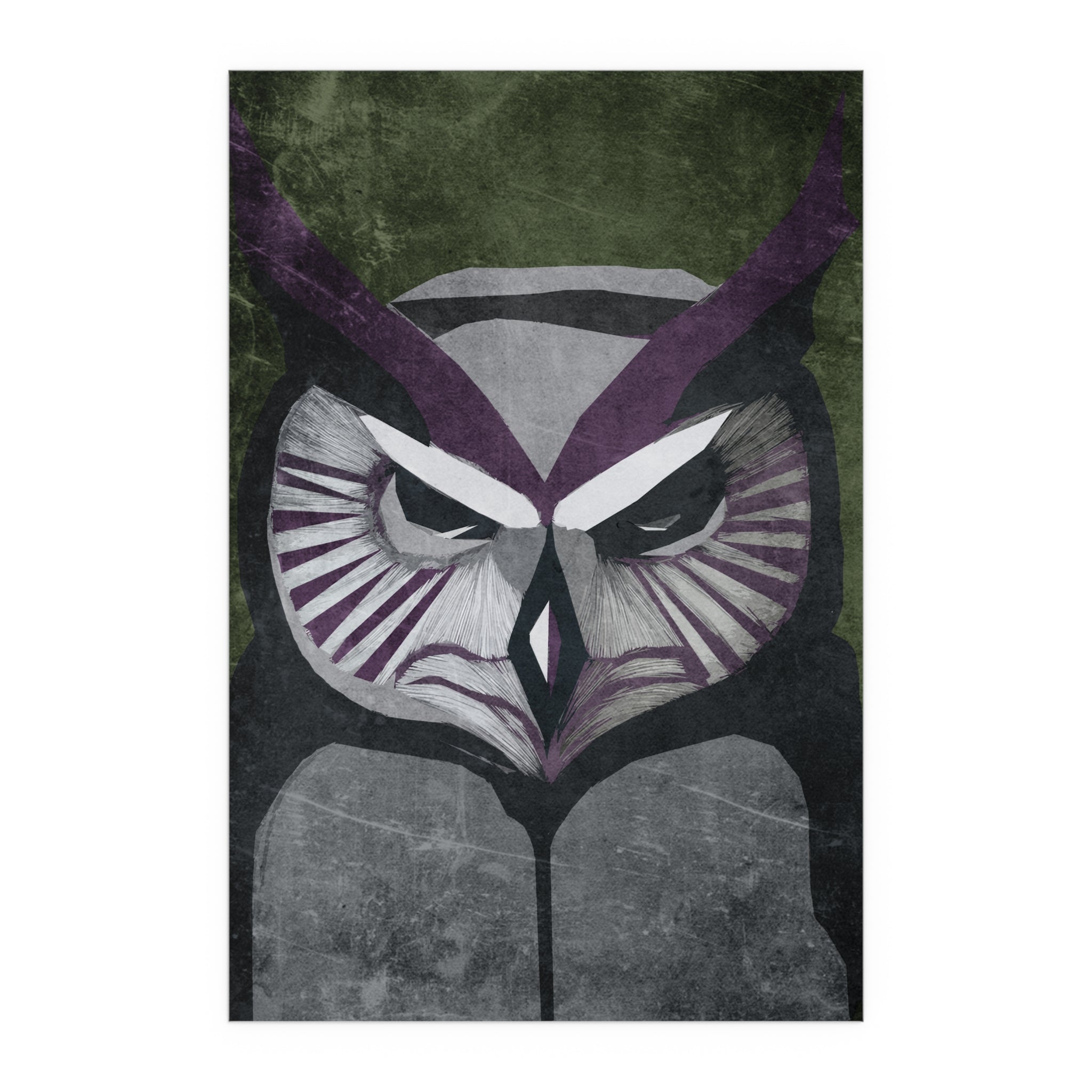 Midwest Mod Mad Staring Owl Seasonal Silk Poster, Indoor and Outdoor Decor, Unique Home Decor, Seasonal Decor, Halloween, Owl