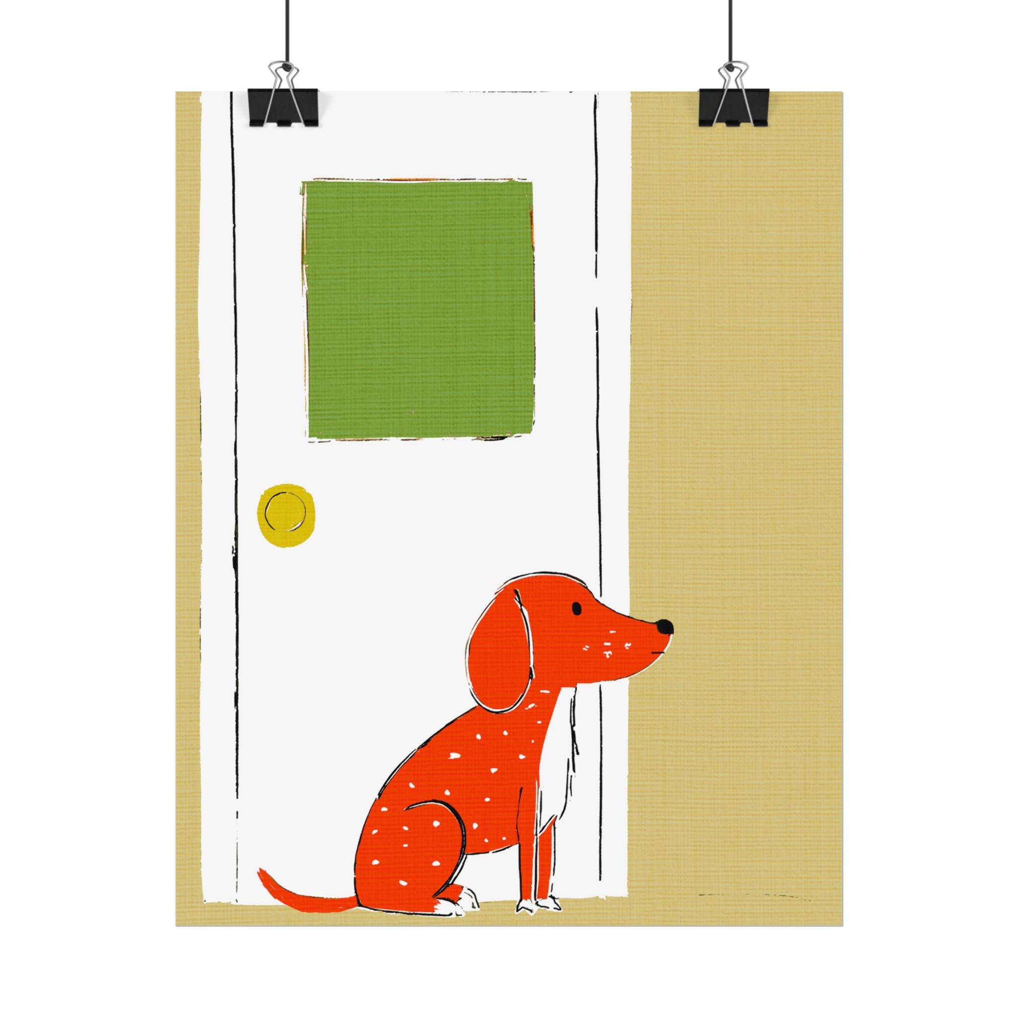 Midwest Mod Dog at Door Nursery Kids Art Print Rolled Poster | Wall Art, Midwest Mod, Dog, Dog at Door, Welcome Home