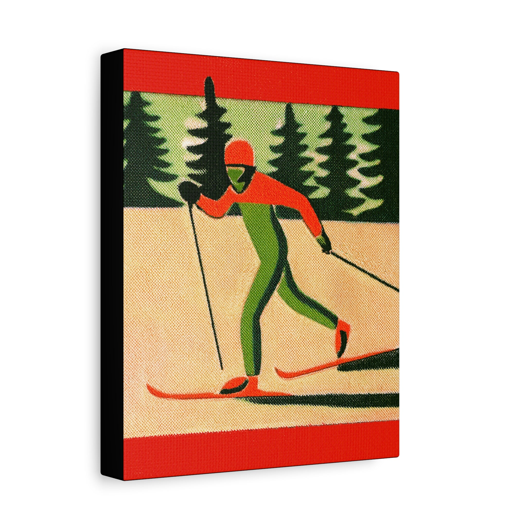 Midwest Mod Seasonal Winter Art Print Cross Country Skier - Matte Canvas, Stretched, 1.25"