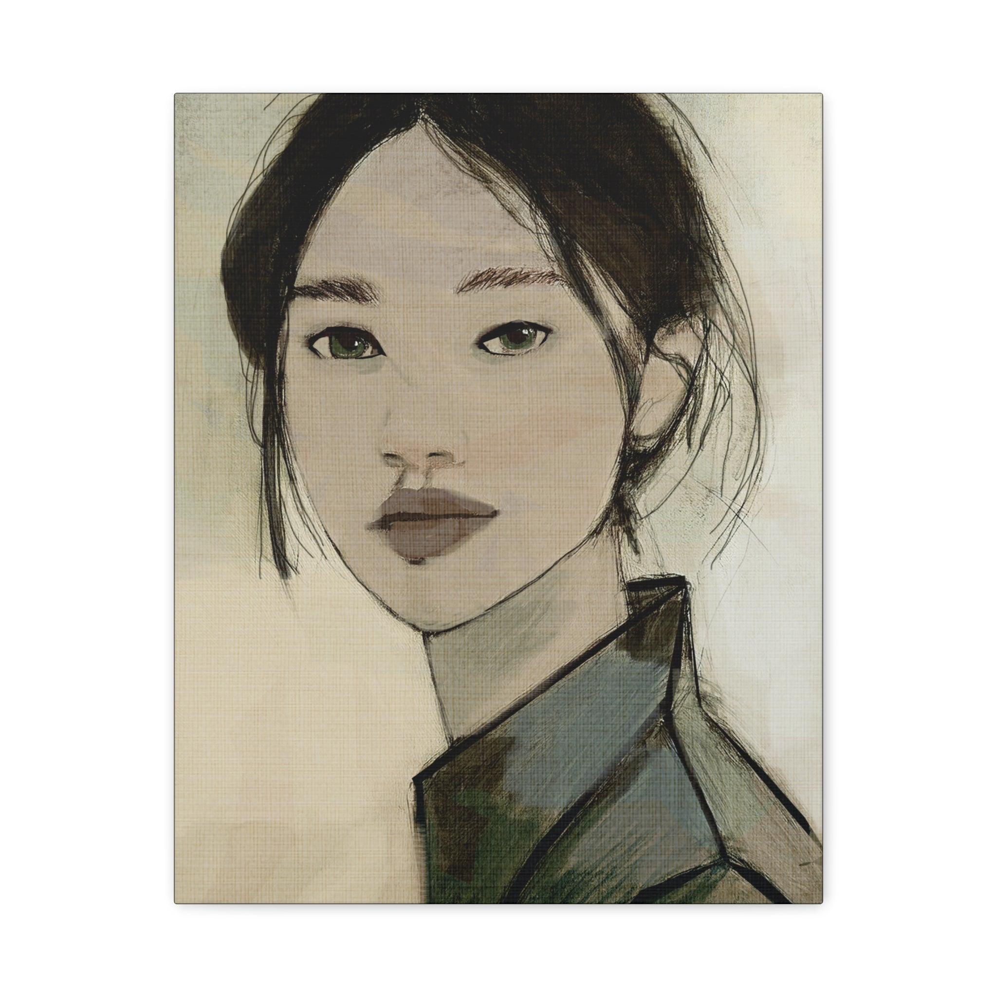 Abstract Woman Portrait Collaborative Modern Art Print Number Three- Matte Canvas, Stretched, 1.25"