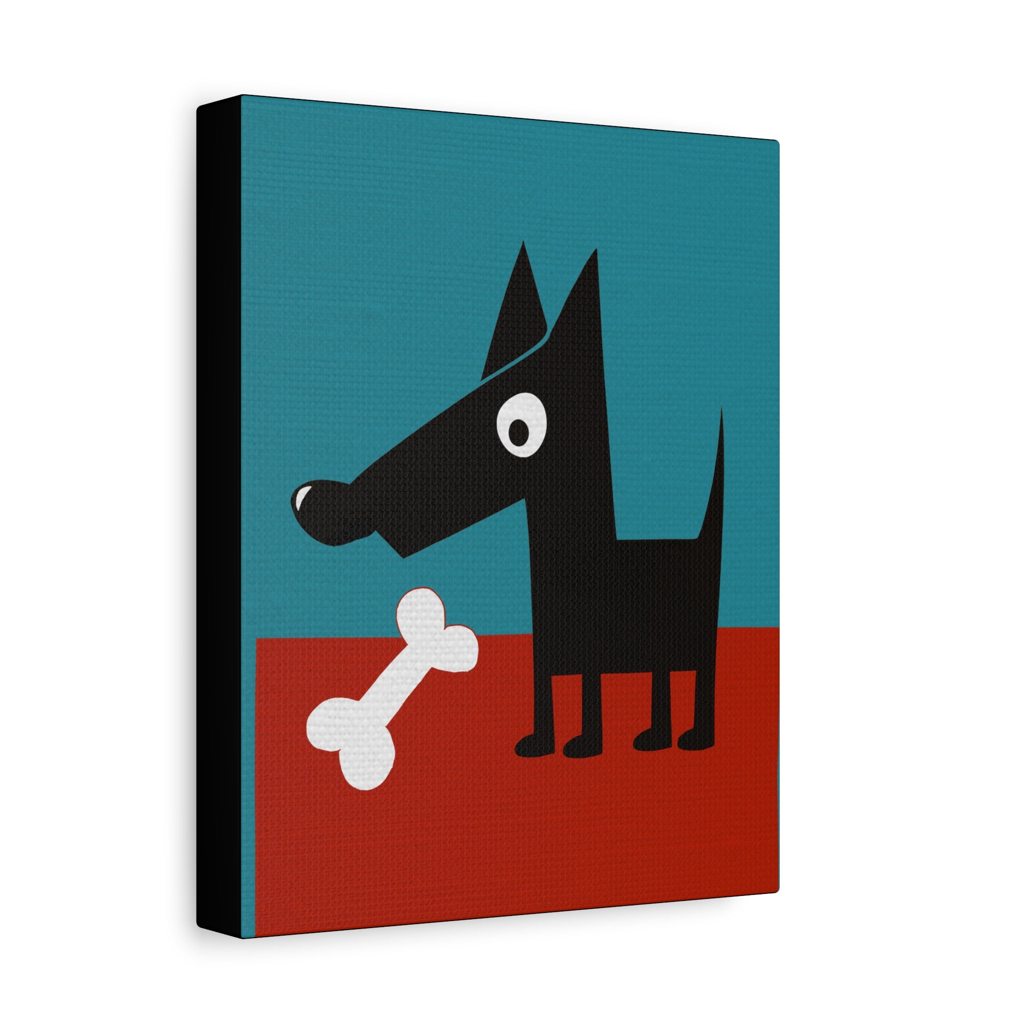 Midwest Mod Dog and Bone Art Print  - Matte Canvas, Stretched, 1.25"