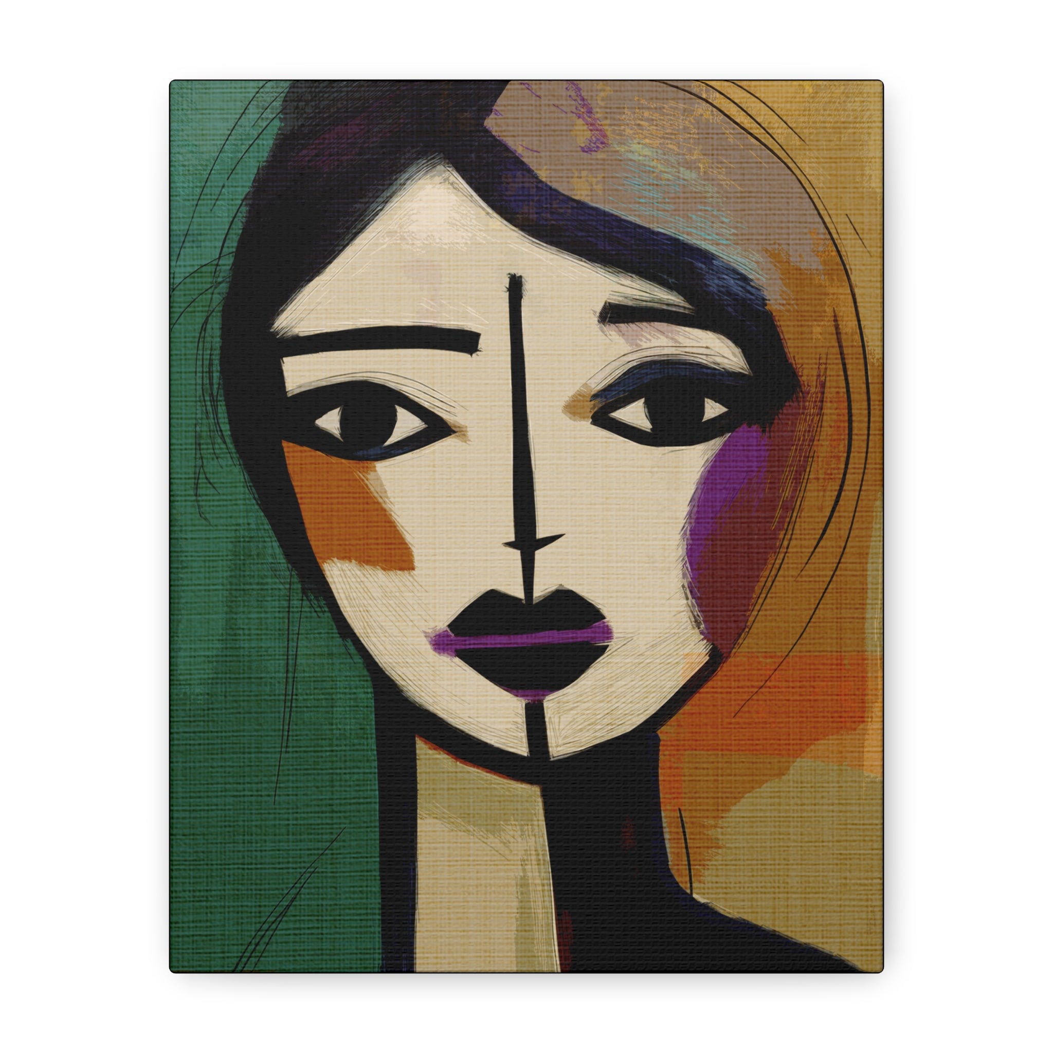 Abstract Midwest Mod Woman Portrait Apprehensive-  Matte Canvas, Stretched, 1.25"