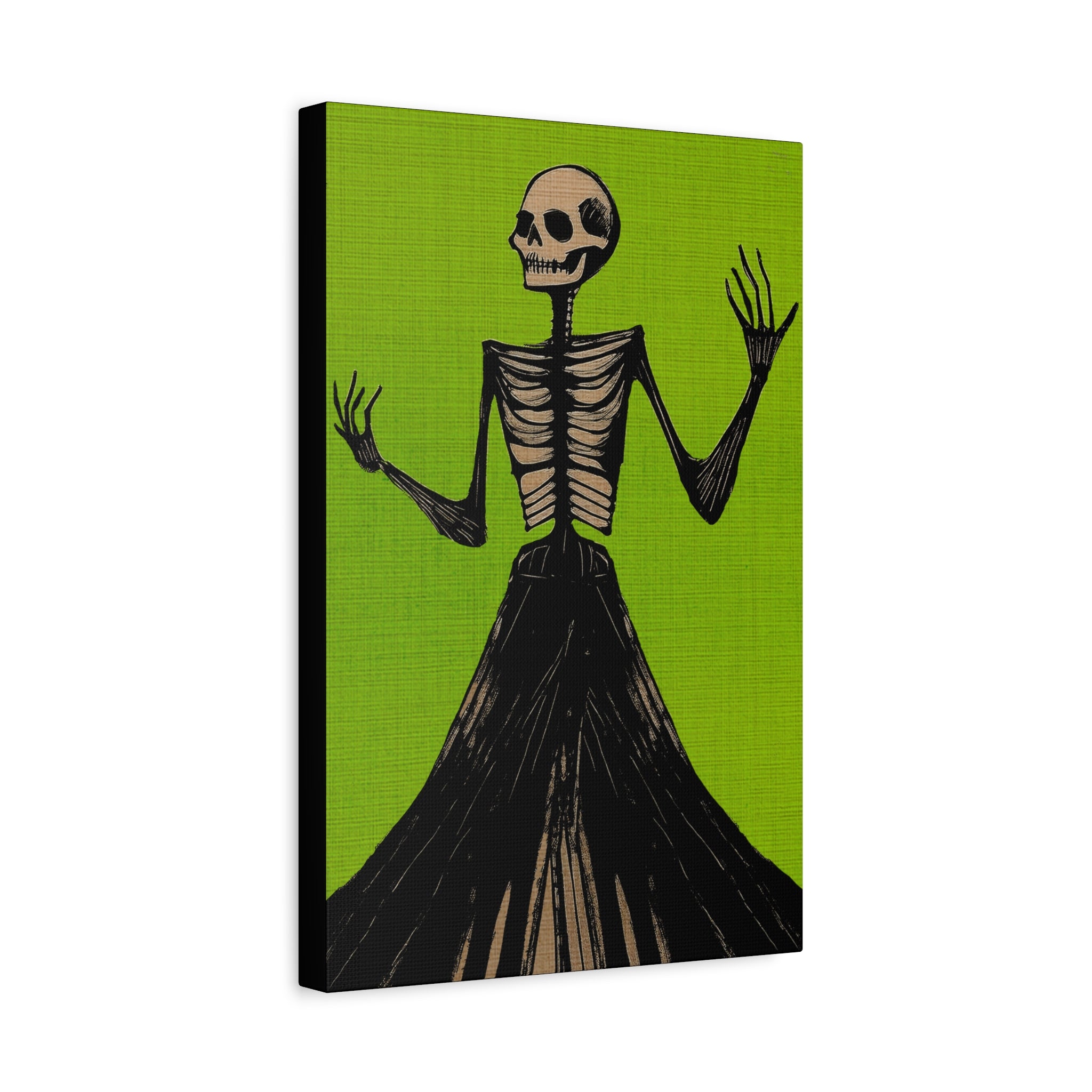 Halloween Seasonal Midwest Mod Skeleton Two Pop Art Print  - Matte Canvas, Stretched, 1.25"