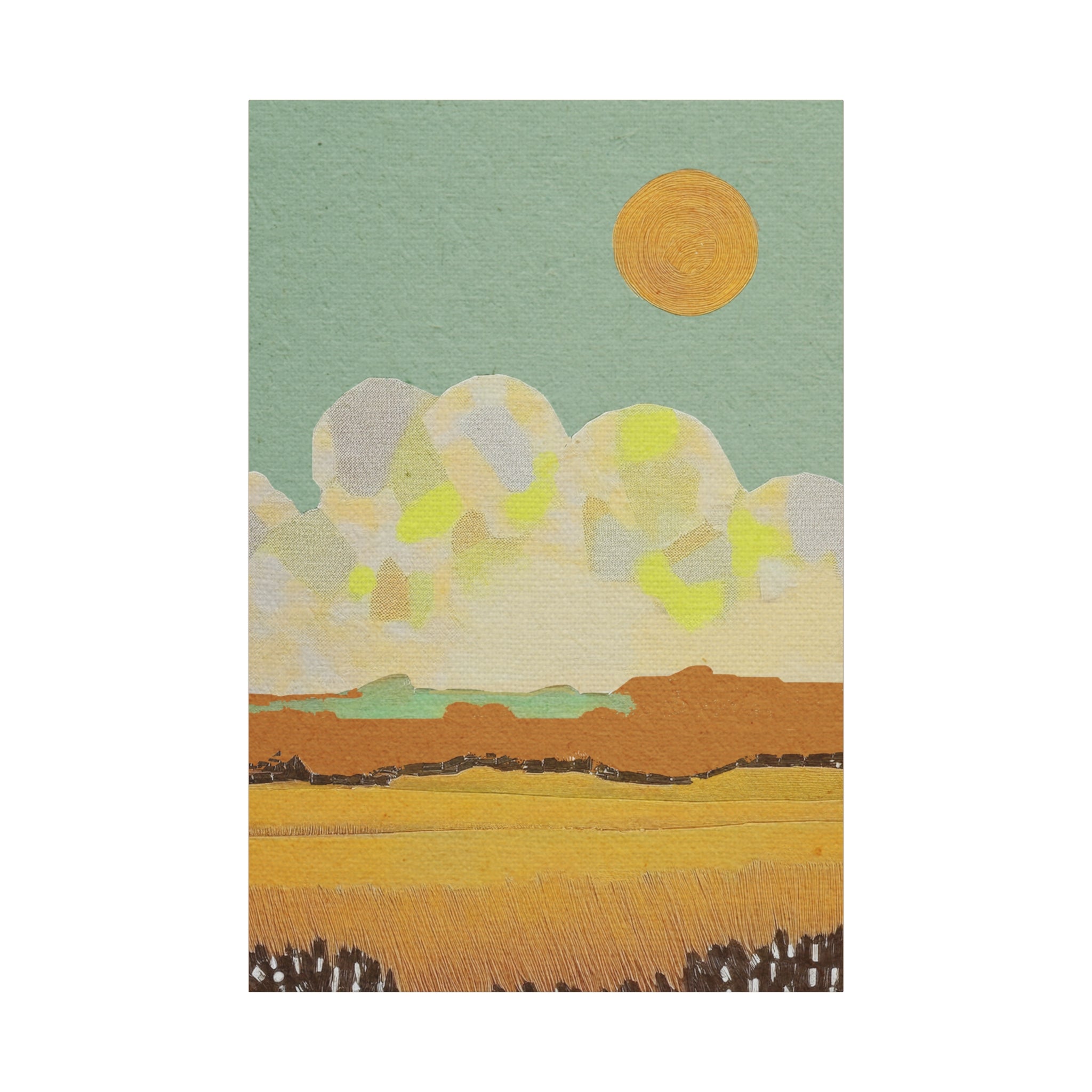 Midwest Mod Cloudy Day Landscape Art Print - Matte Canvas, Stretched, 1.25"