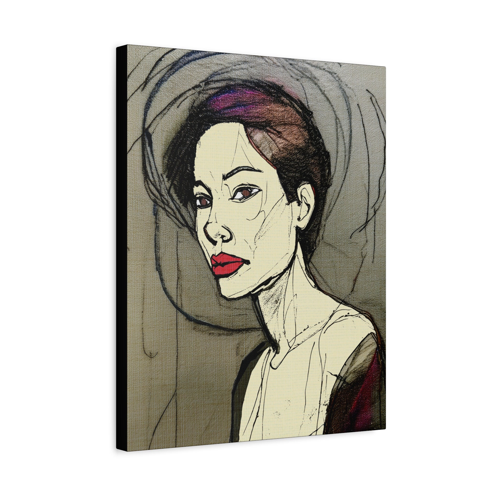 Abstract Woman Portrait Collaborative Modern Art Print Number One - Matte Canvas, Stretched, 1.25"