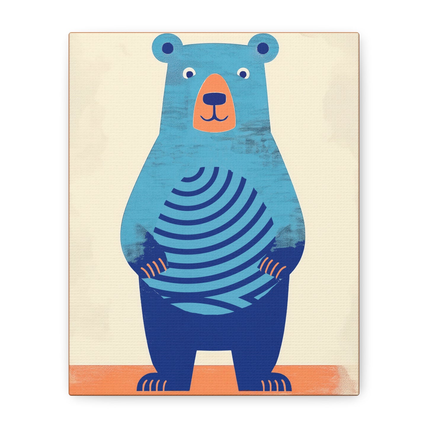 Midwest Modern Blue Bear Nursery Art Print No. 3 - Matte Canvas, Stretched, 1.25"