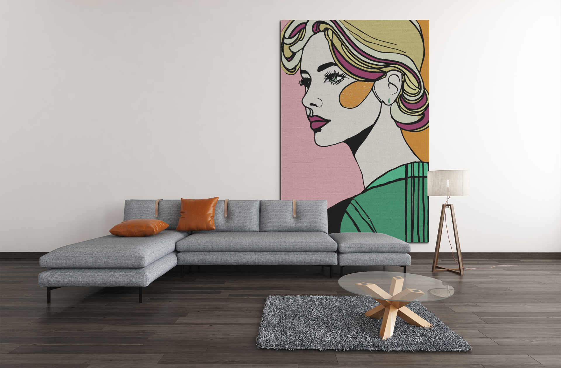 Dreamy Woman No. 1 Modern Graphic Art Print - Matte Canvas, Stretched, 1.25"