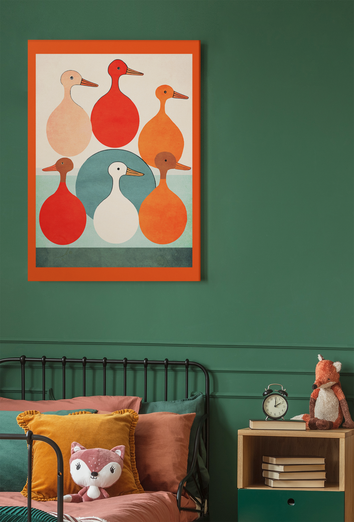 Danish Modern Inspired Bird Art Print - Matte Canvas, Stretched, 1.25"