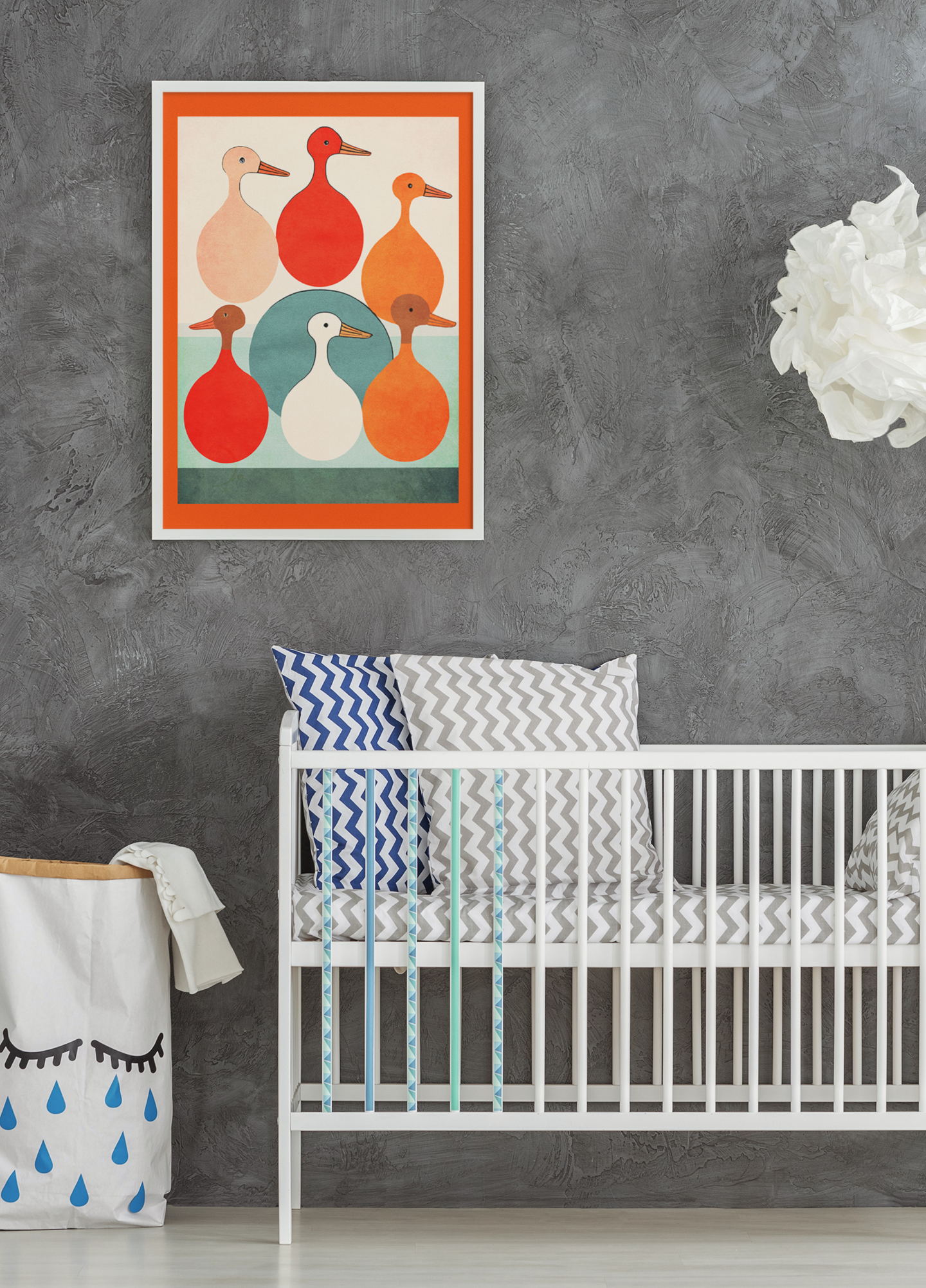 Danish Modern Inspired Bird Art Print - Matte Canvas, Stretched, 1.25"